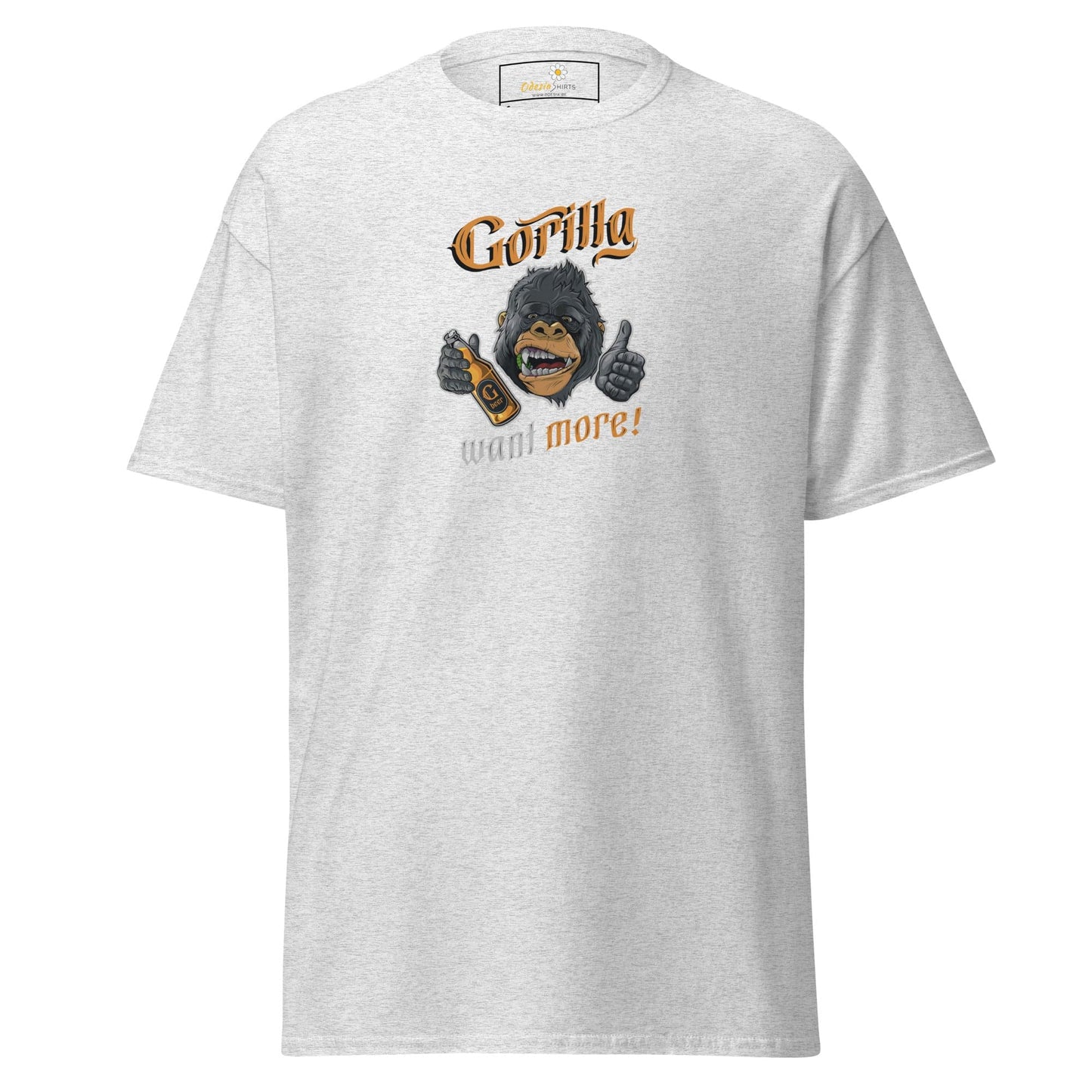Unisex classic t-shirt - FUN WILD LIFE GORILLA WANT MORE - REGULAR - Ash / S
