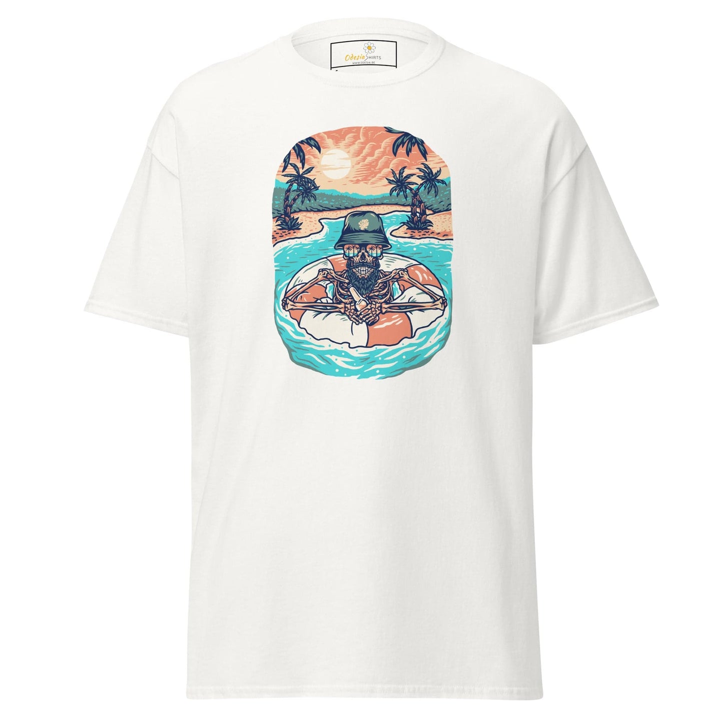 Unisex classic tshirt - SKULL SUMMER POOL - REGULAR - White / S
