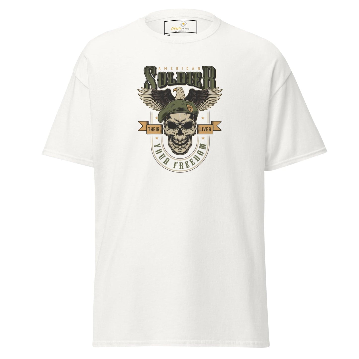 White T-shirt with skull graphic from T-SHIRT DESIGN TEE for Men and Women in 2XL to 5XL