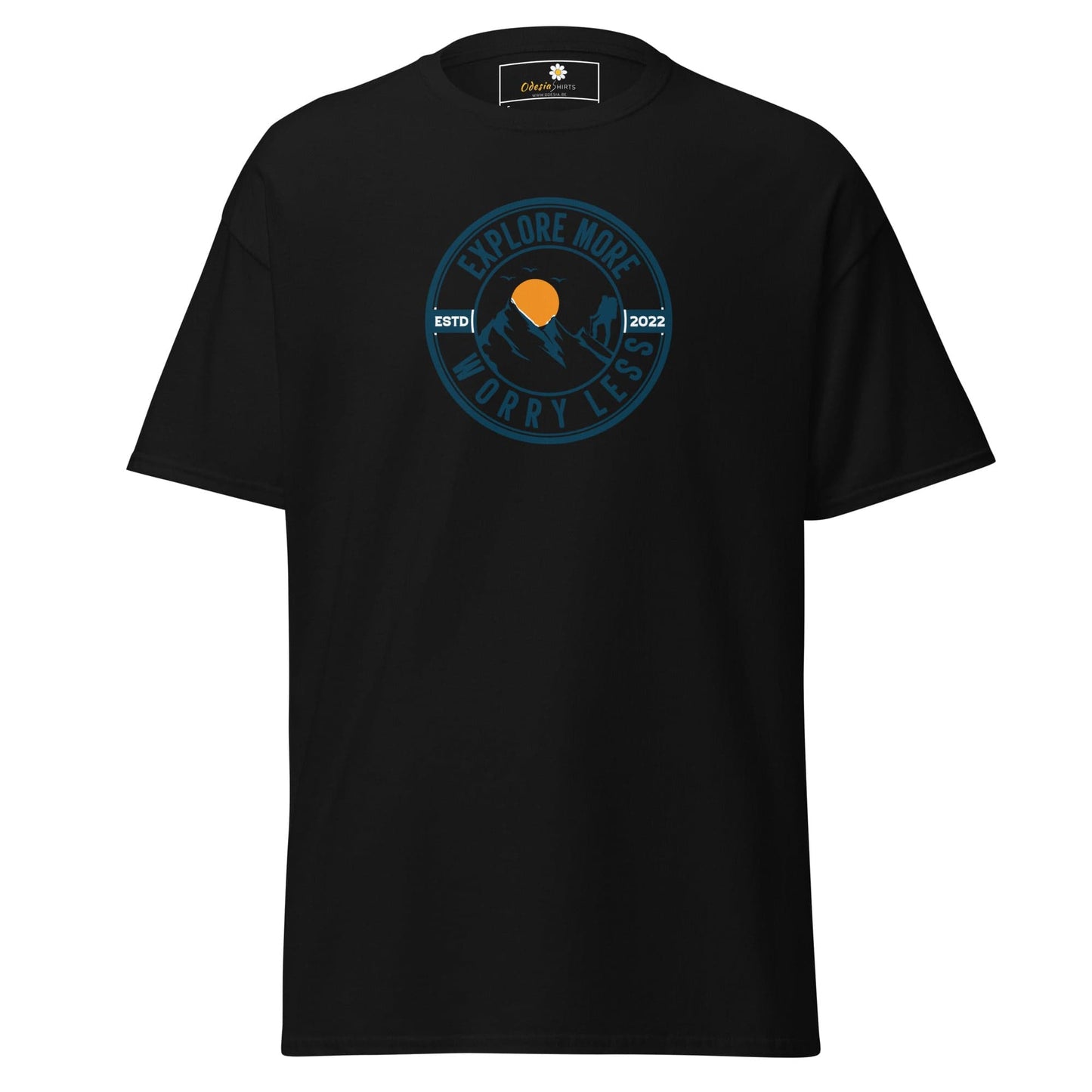 Unisex classic t-shirt - ADVENTURE EXPLORE WORRY LESS - REGULAR - Black / S