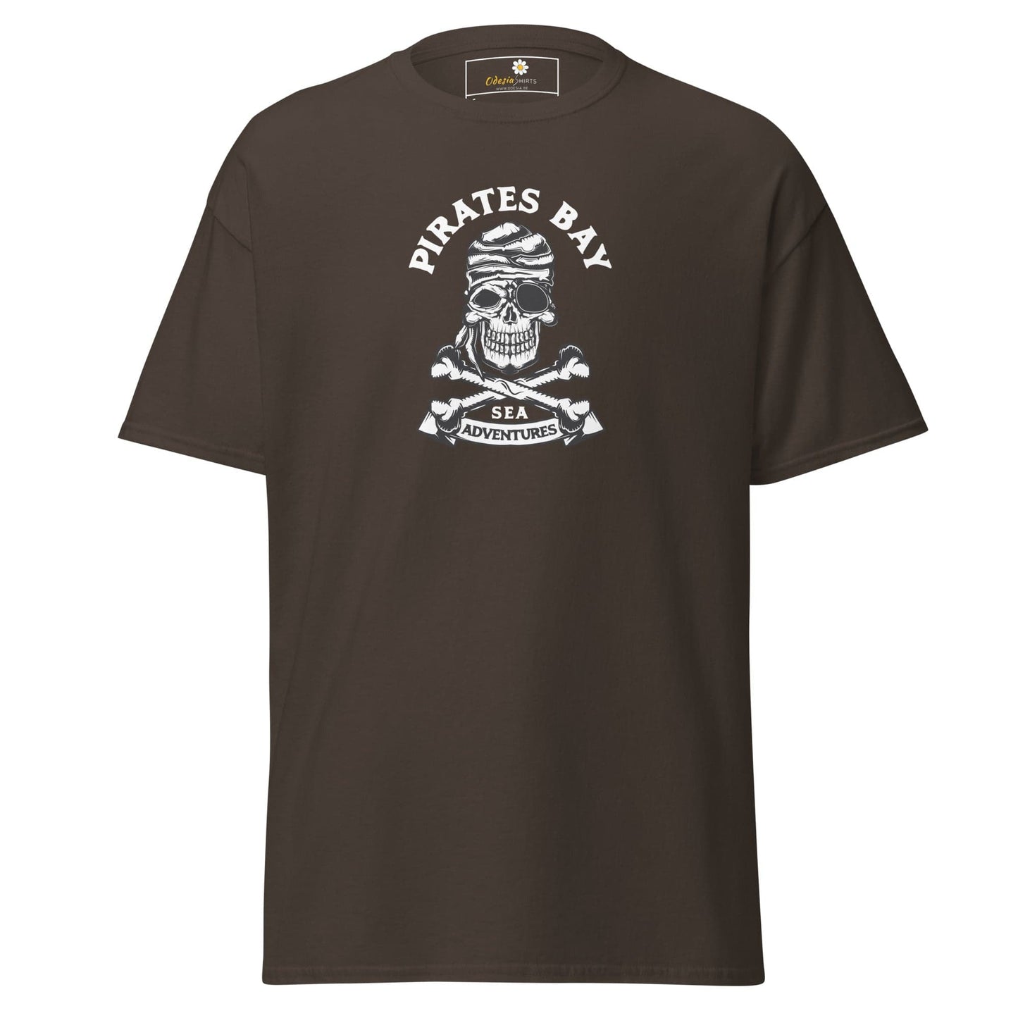 Unisex classic t-shirt - SKULL PIRATES BAY - REGULAR - Dark Chocolate / S