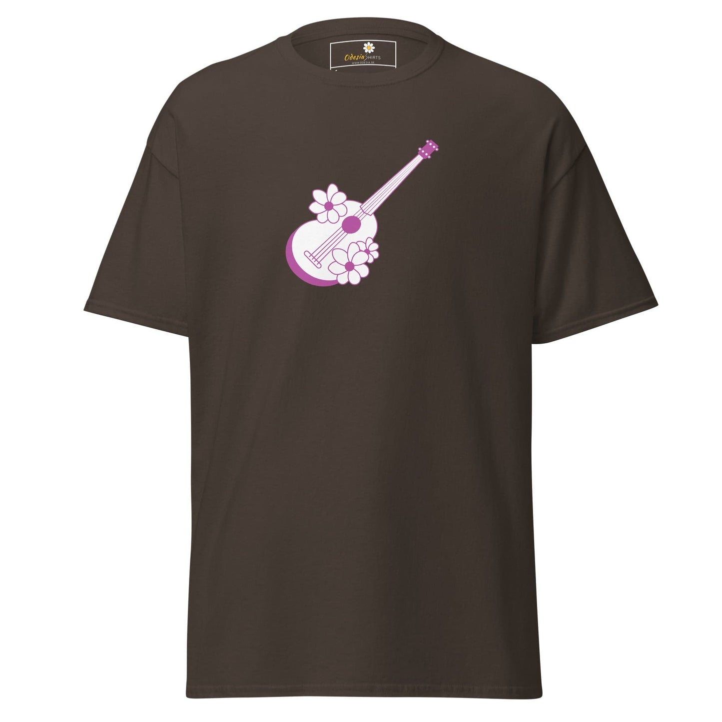 Unisex classic t-shirt - MUSIC GUITAR FLOWERS - REGULAR - Dark Chocolate / S