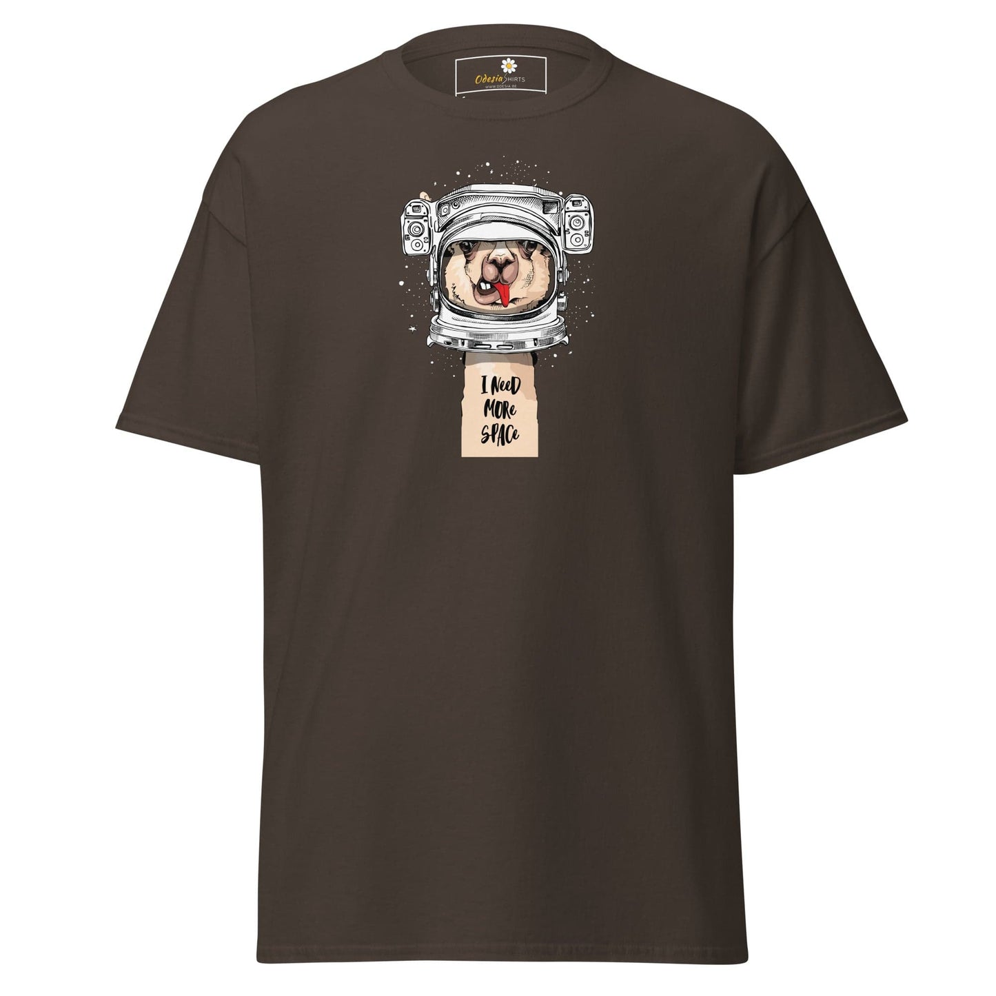Unisex classic t-shirt - ASTRONAUT FUN LAMA SPACE - REGULAR - Dark Chocolate / S
