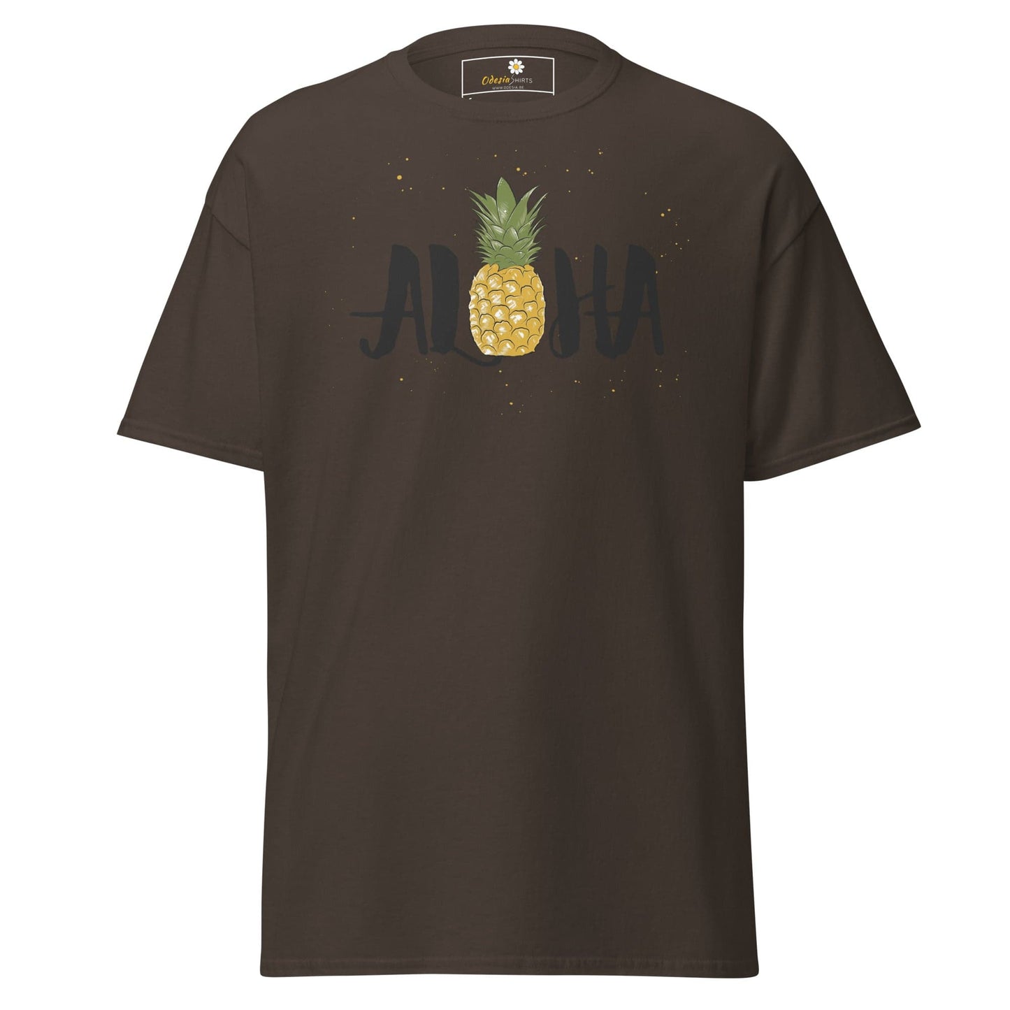 Unisex classic t-shirt - POSITIVE ALOHA HAWAI PINEAPPLE - REGULAR - Dark Chocolate / S