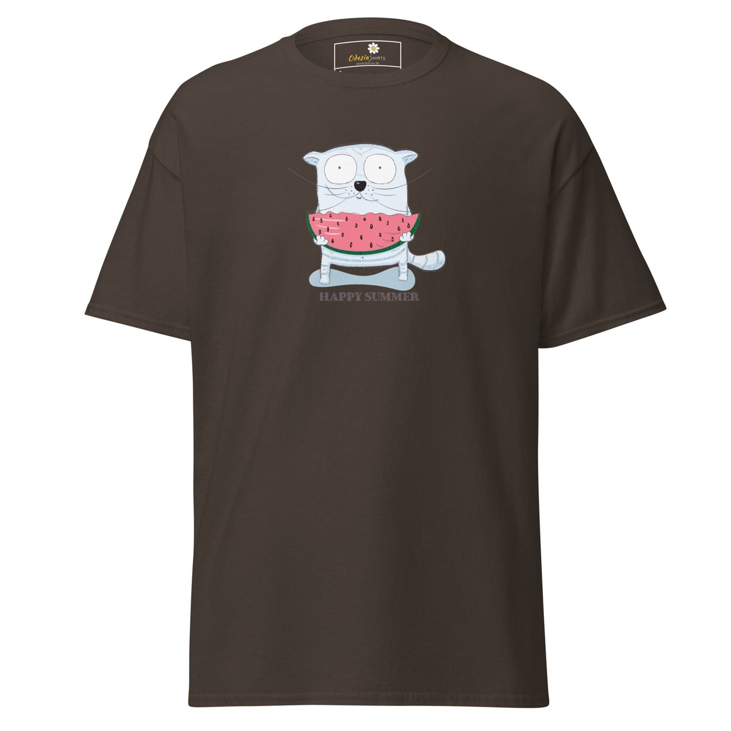 Unisex classic t-shirt - FUN ANIMALS HAPPY SUMMER - REGULAR - Dark Chocolate / S