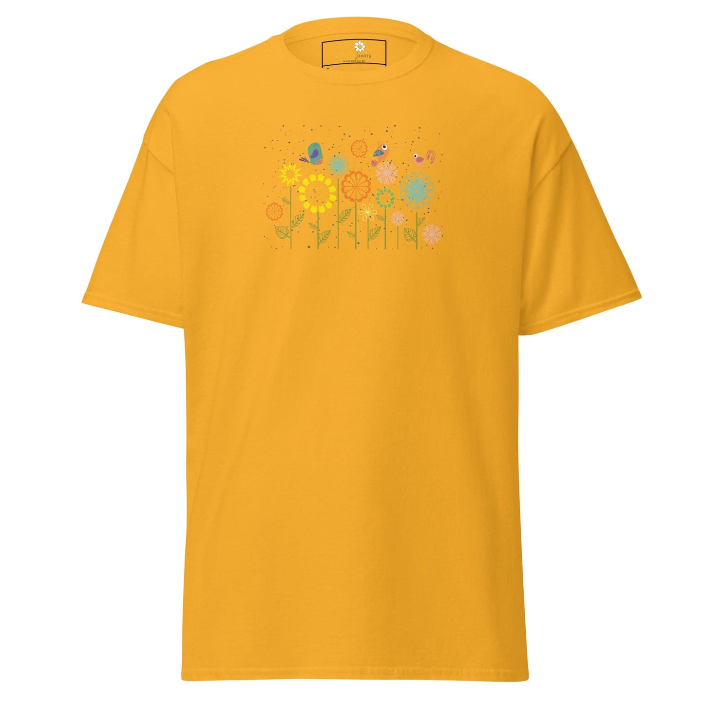 Unisex classic tee - ANIMALS BIRDS ON FLOWERS - REGULAR - Gold / S