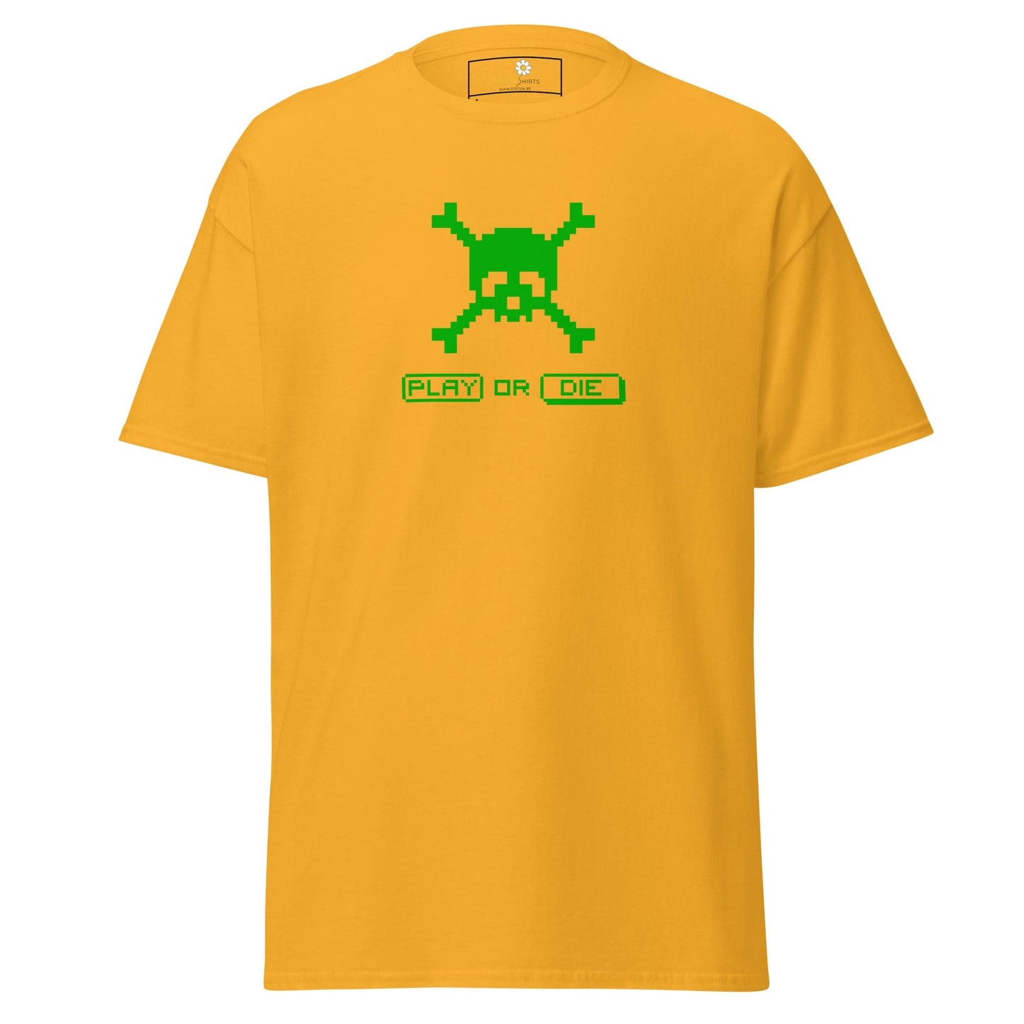 Unisex classic t-shirt - SKULL PLAY OR DIE - REGULAR - Gold / S