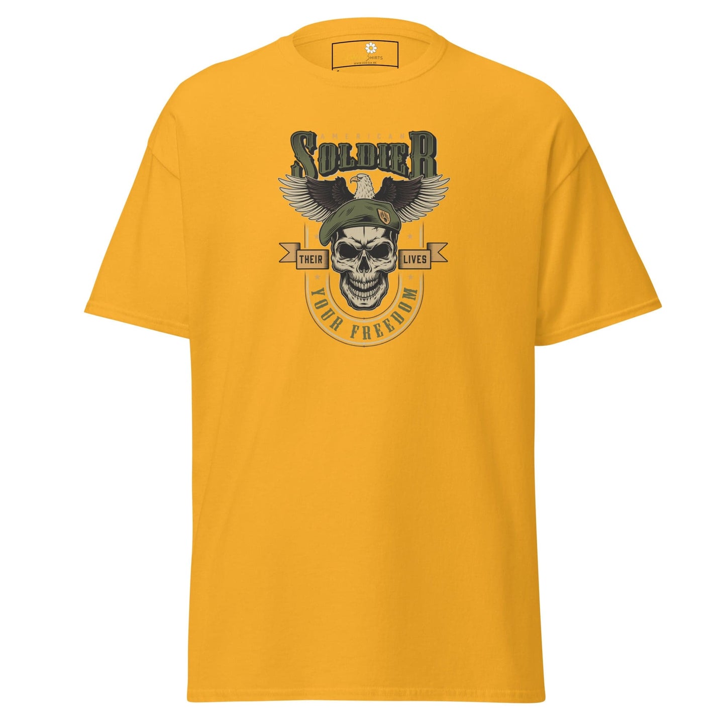 Unisex classic tee - SKULL VINTAGE AMERICAN SOLDIERS - REGULAR - Gold / S