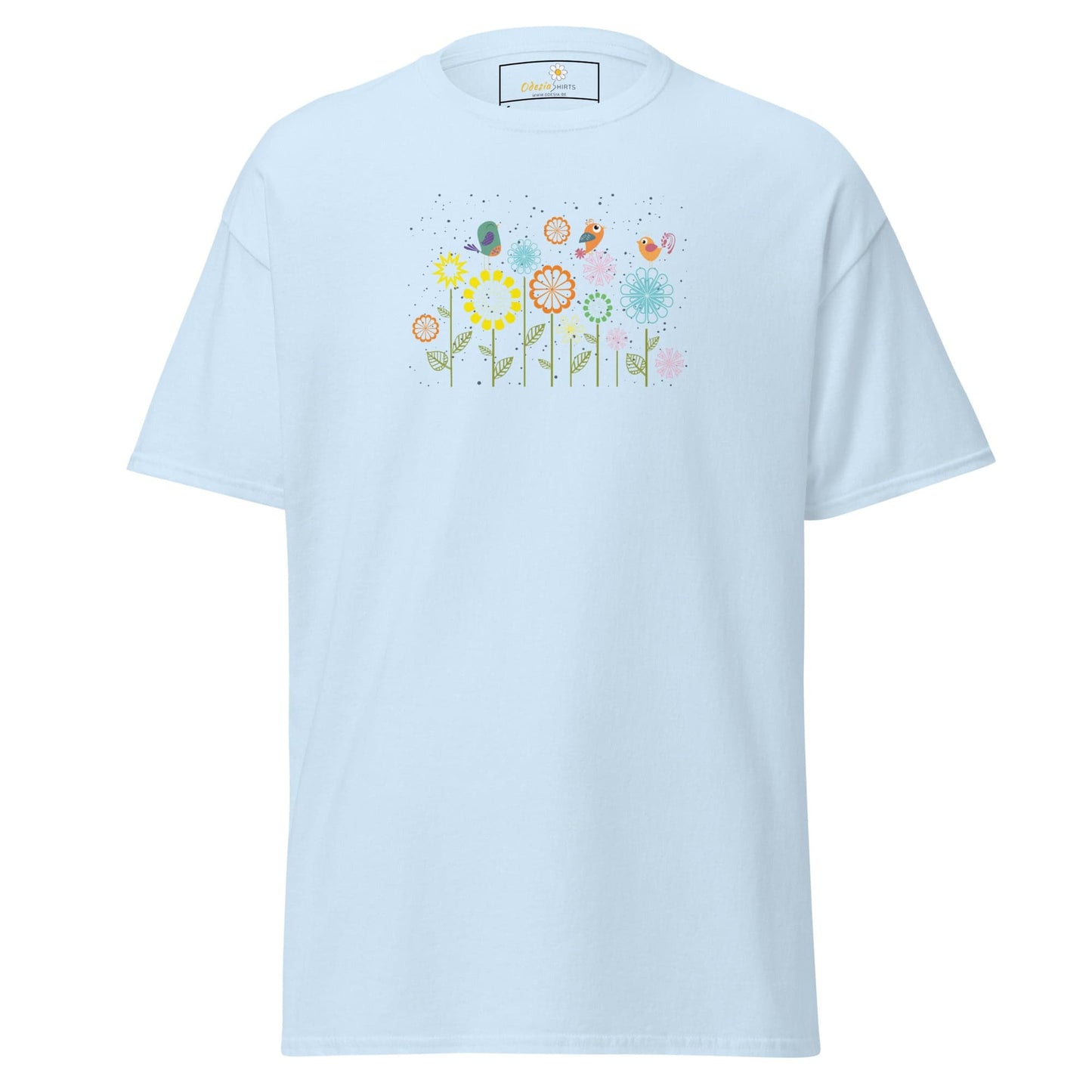 Unisex classic tee - ANIMALS BIRDS ON FLOWERS - REGULAR - Light Blue / S