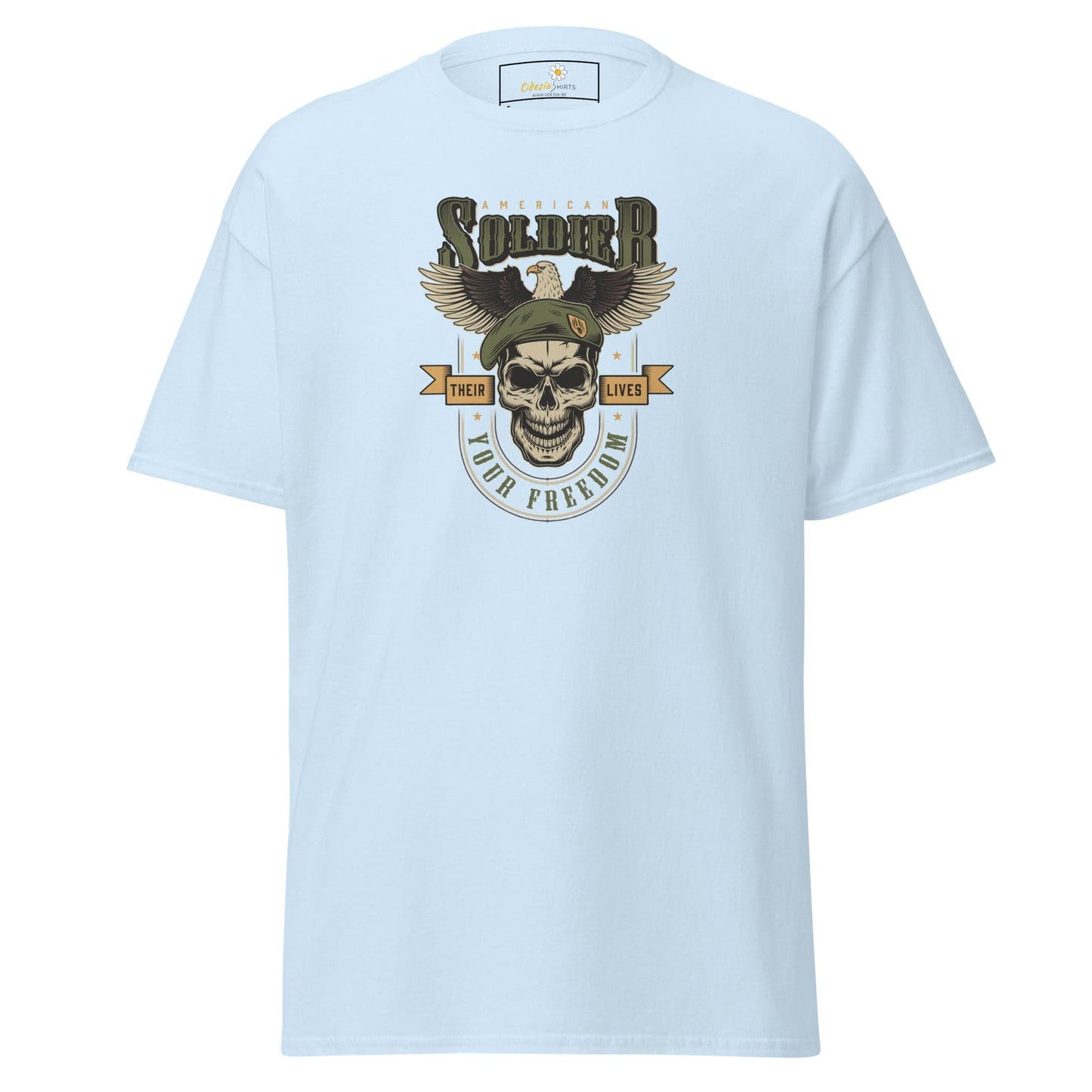Unisex classic tee - SKULL VINTAGE AMERICAN SOLDIERS - REGULAR - Light Blue / S