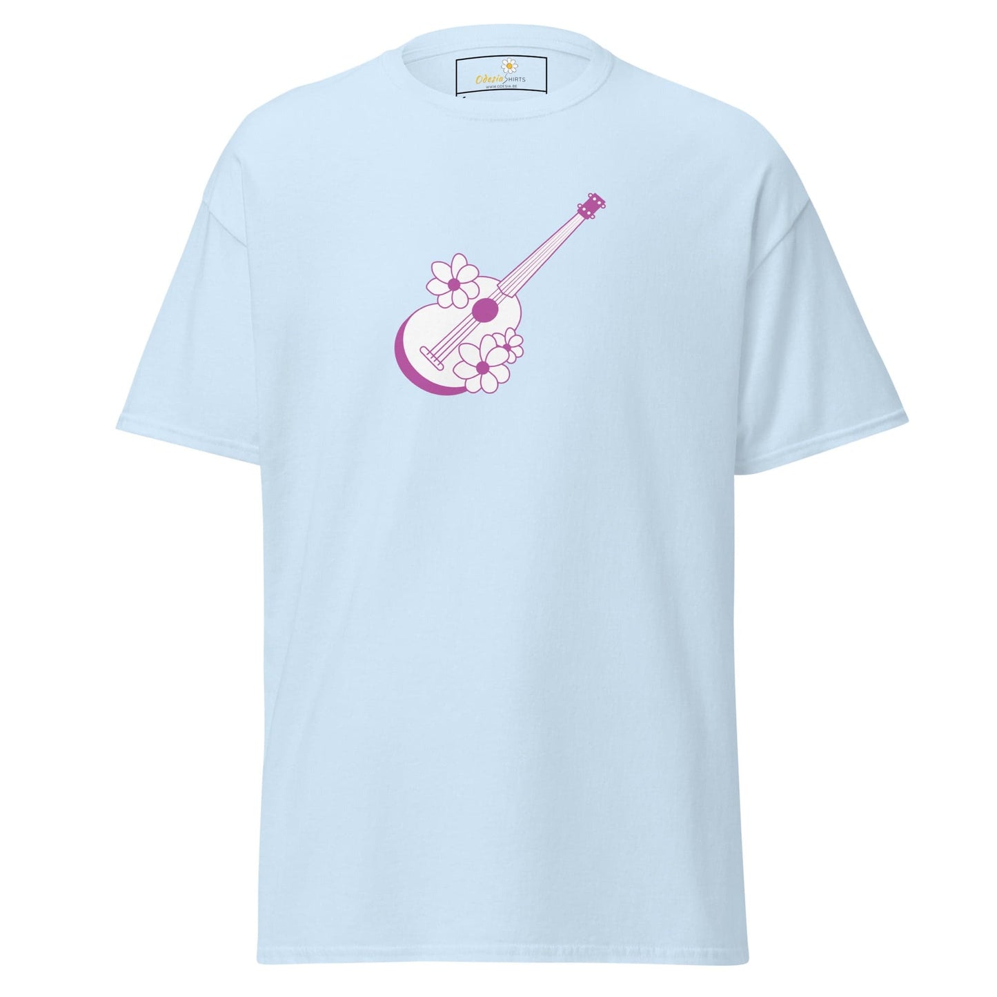 Unisex classic t-shirt - MUSIC GUITAR FLOWERS - REGULAR - Light Blue / S