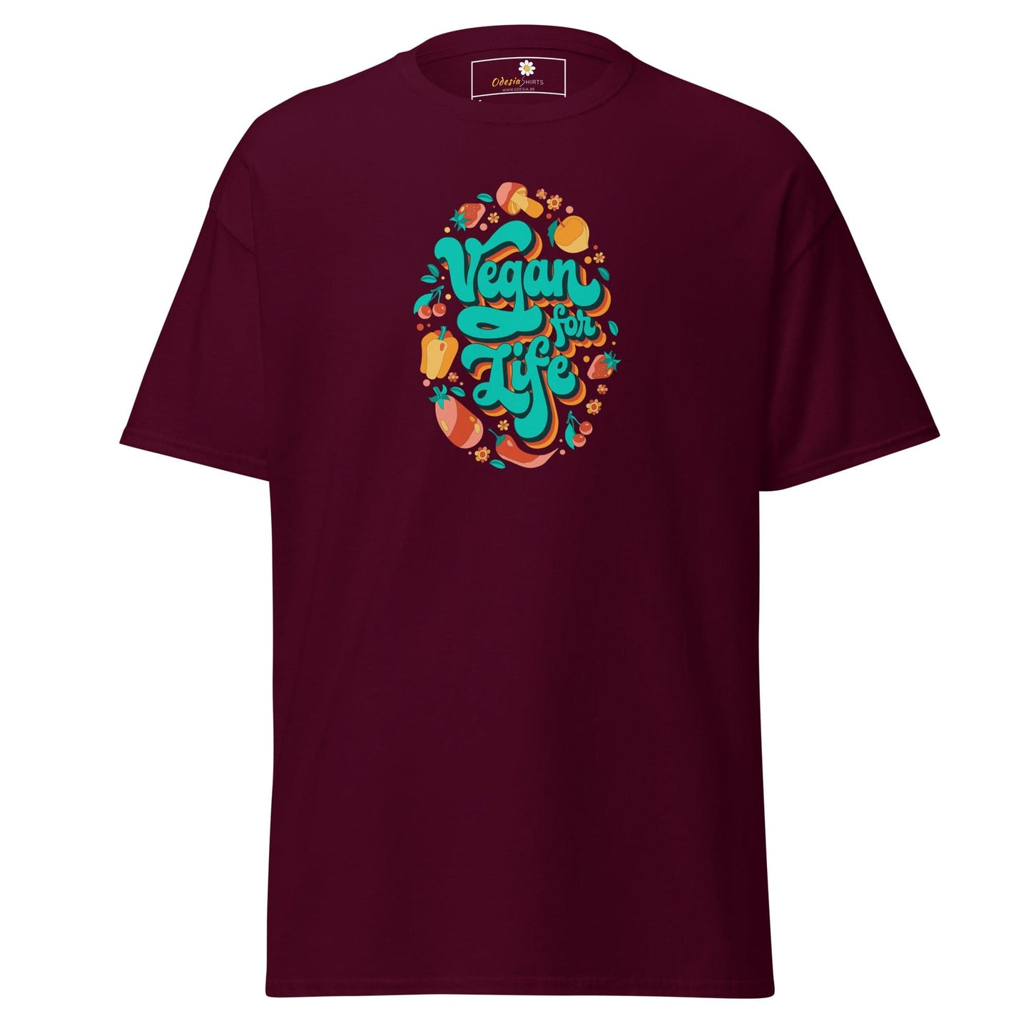 Unisex classic t-shirt - VEGAN FOR LIFE - REGULAR - Maroon / S
