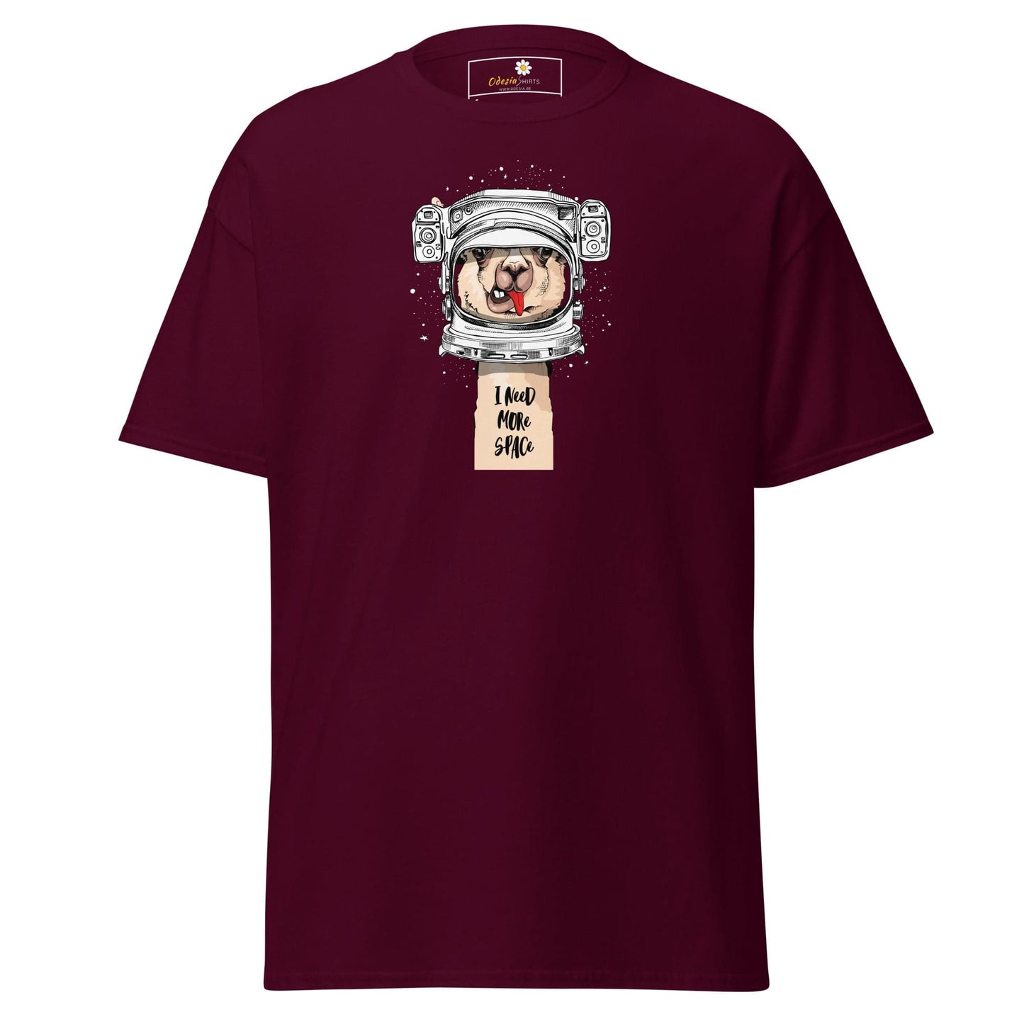 Unisex classic t-shirt - ASTRONAUT FUN LAMA SPACE - REGULAR - Maroon / S