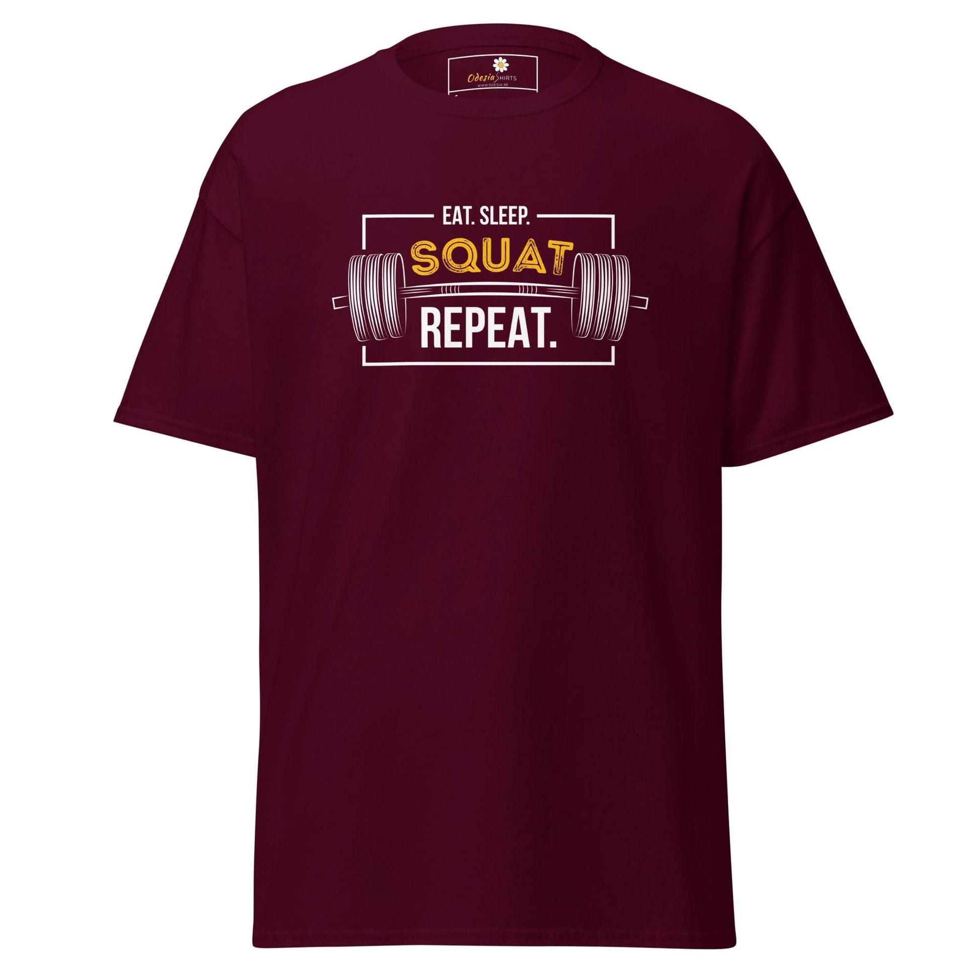 Unisex classic t-shirt - SPORT SQUAT REPEAT - REGULAR - Maroon / S