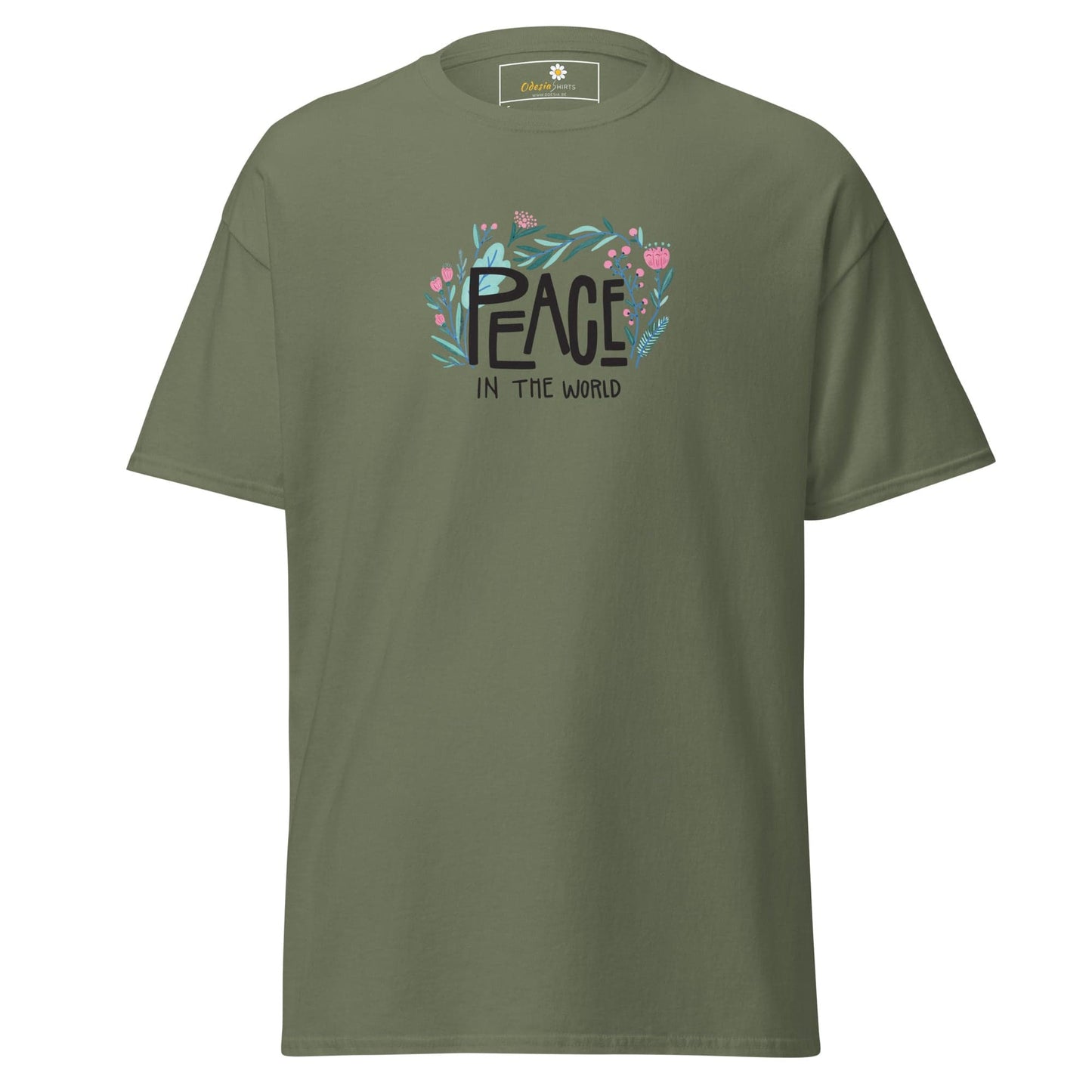 Unisex classic tee - POSITIVE TEXT PEACE IN THE WORLD - REGULAR - Military Green / S