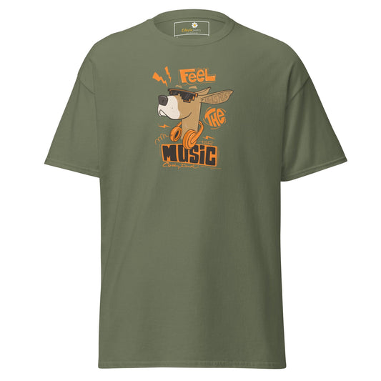 Unisex classic t-shirt - MUSIC FEEL THE MUSIC - REGULAR - Military Green / S