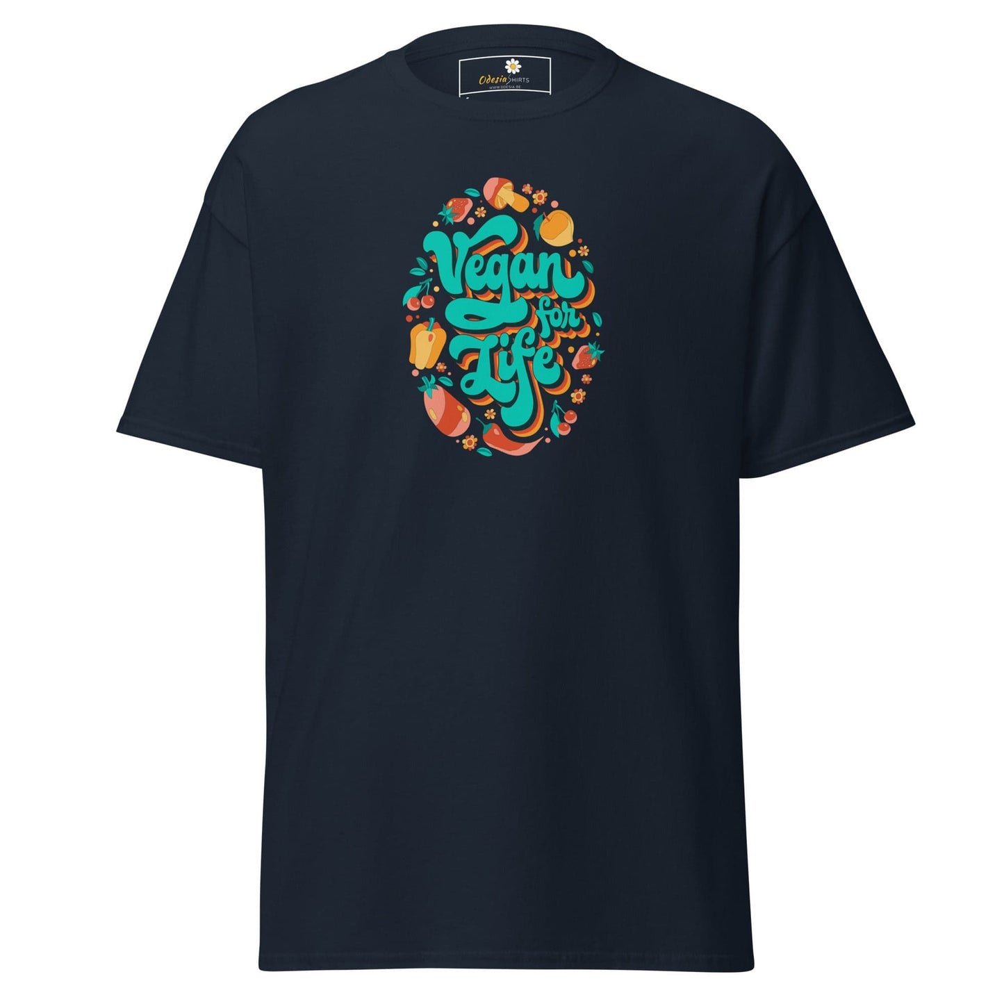 Unisex classic t-shirt - VEGAN FOR LIFE - REGULAR - Navy / S