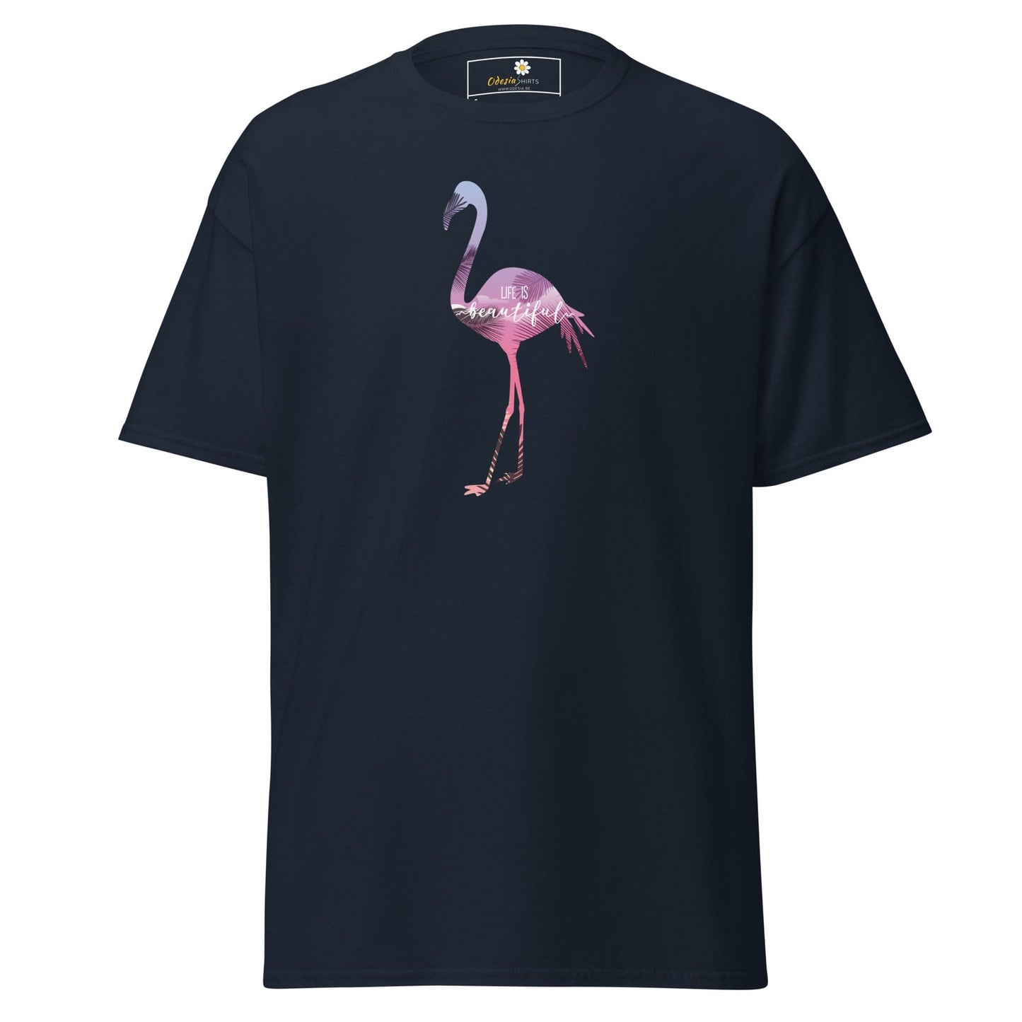 Unisex classic tee - WILD LIFE FLAMINGO - REGULAR - Navy / S