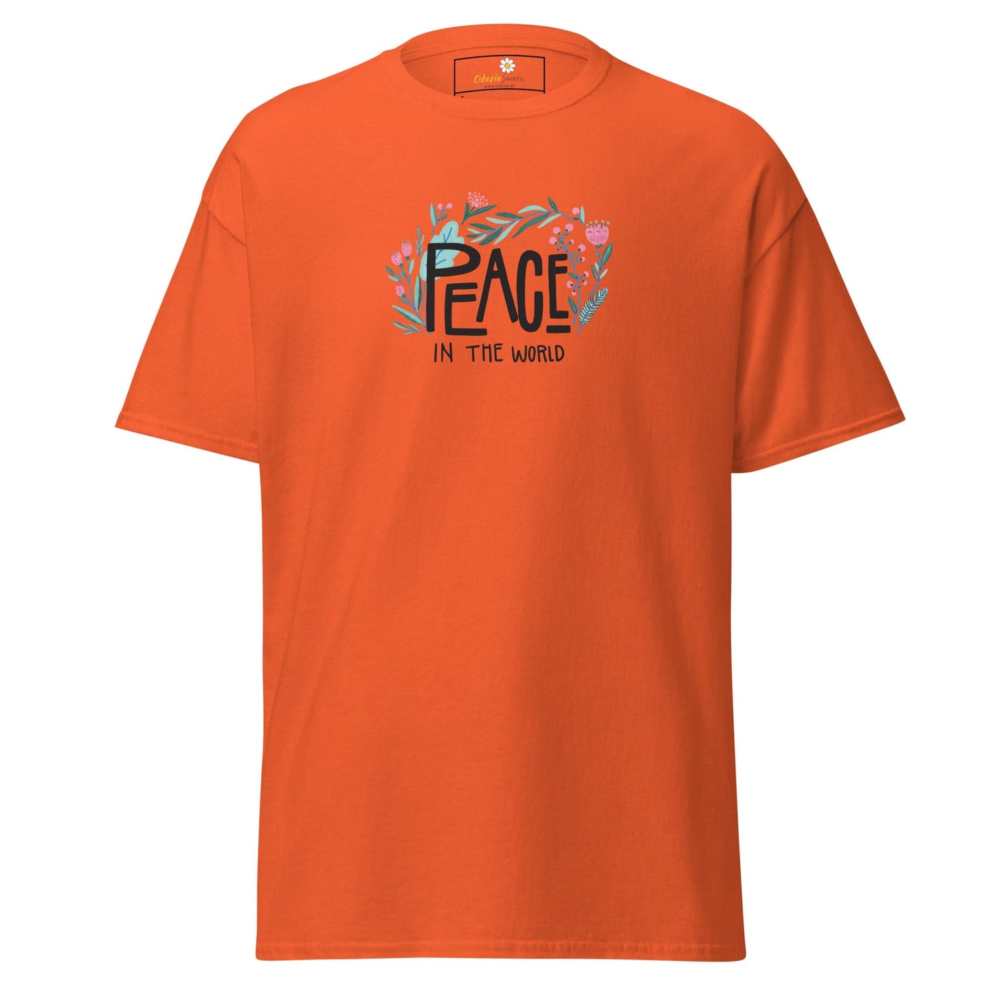 Unisex classic tee - POSITIVE TEXT PEACE IN THE WORLD - REGULAR - Orange / S