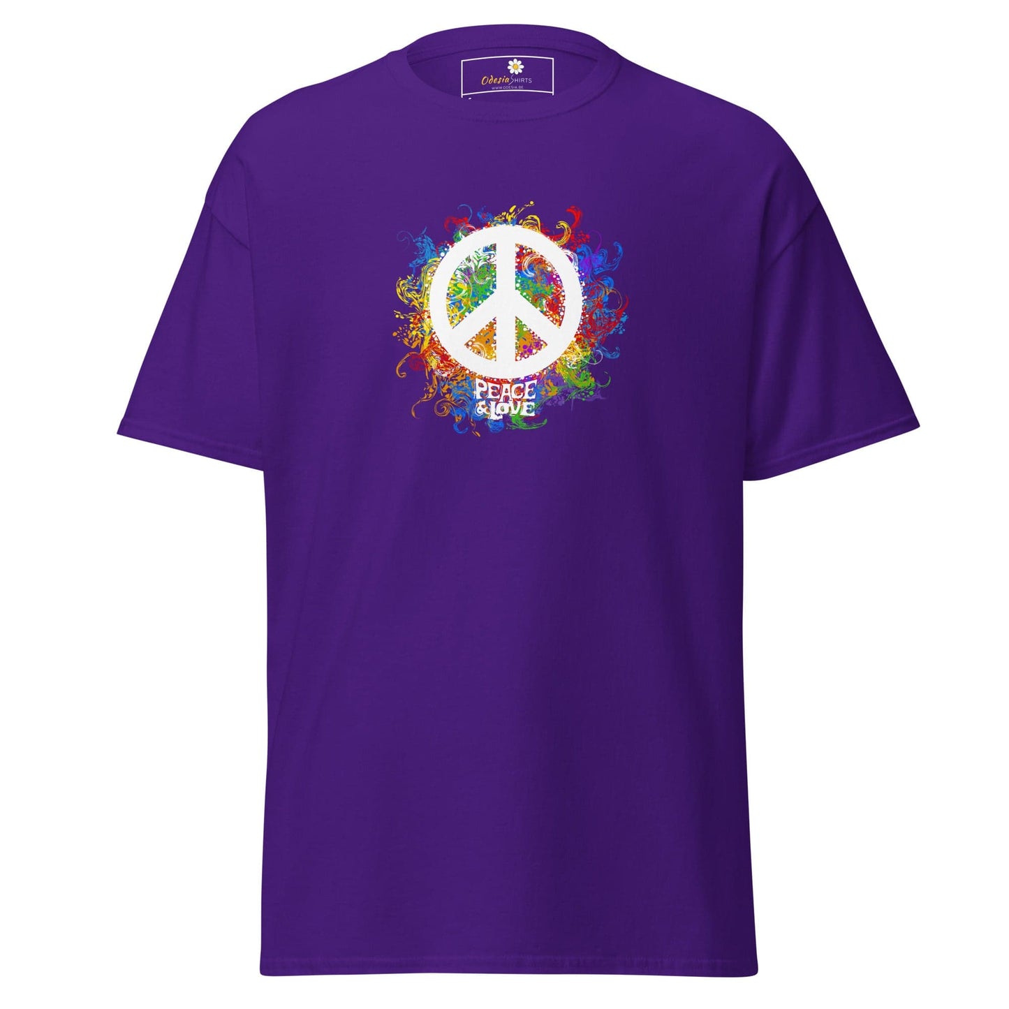 Unisex classic tee - POSITIVE PEACE AND LOVE - REGULAR - Purple / S