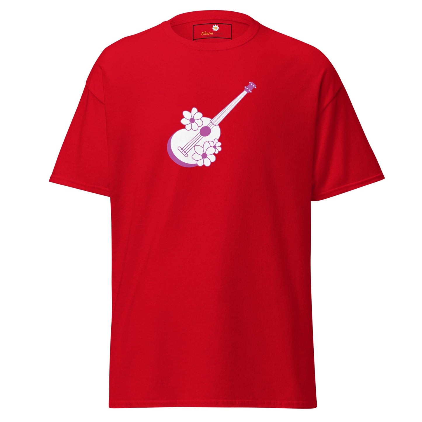 Unisex classic t-shirt - MUSIC GUITAR FLOWERS - REGULAR - Red / S