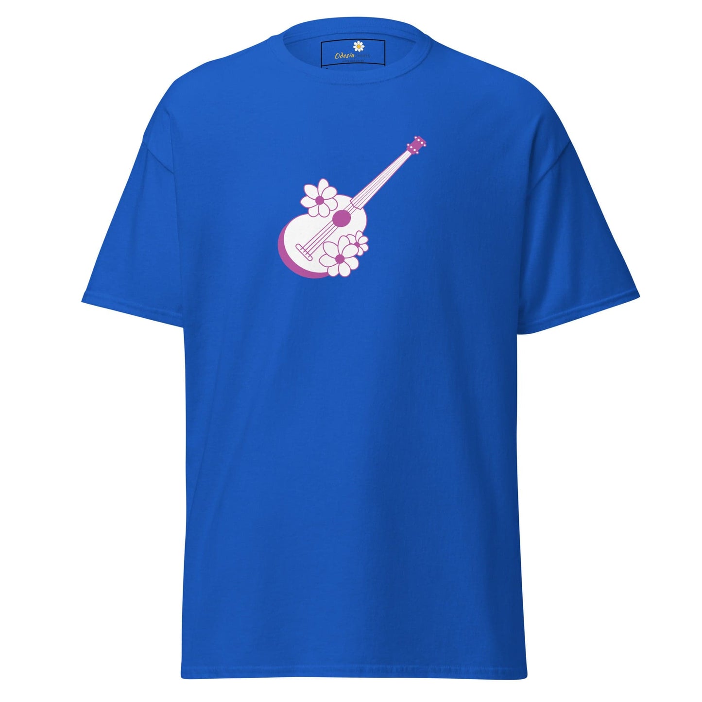 Unisex classic t-shirt - MUSIC GUITAR FLOWERS - REGULAR - Royal / S