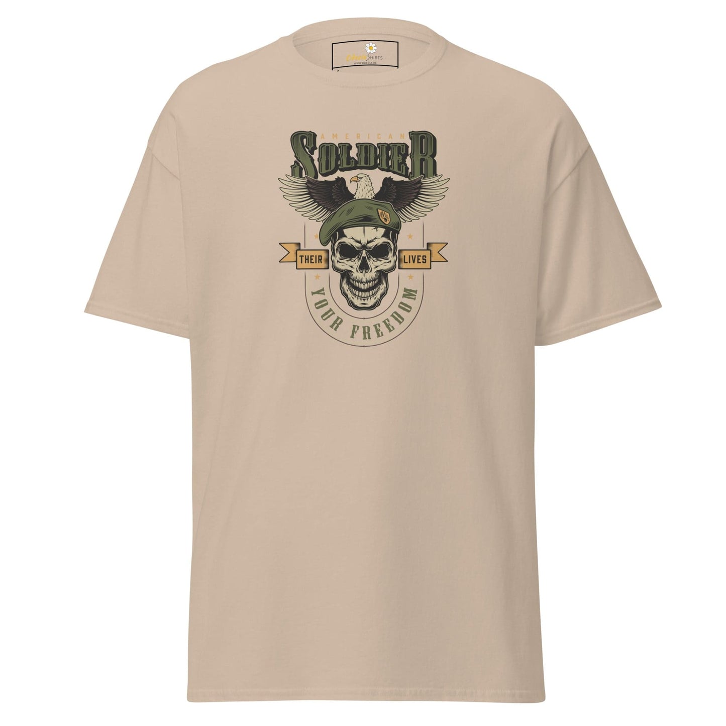 Unisex classic tee - SKULL VINTAGE AMERICAN SOLDIERS - REGULAR - Sand / S