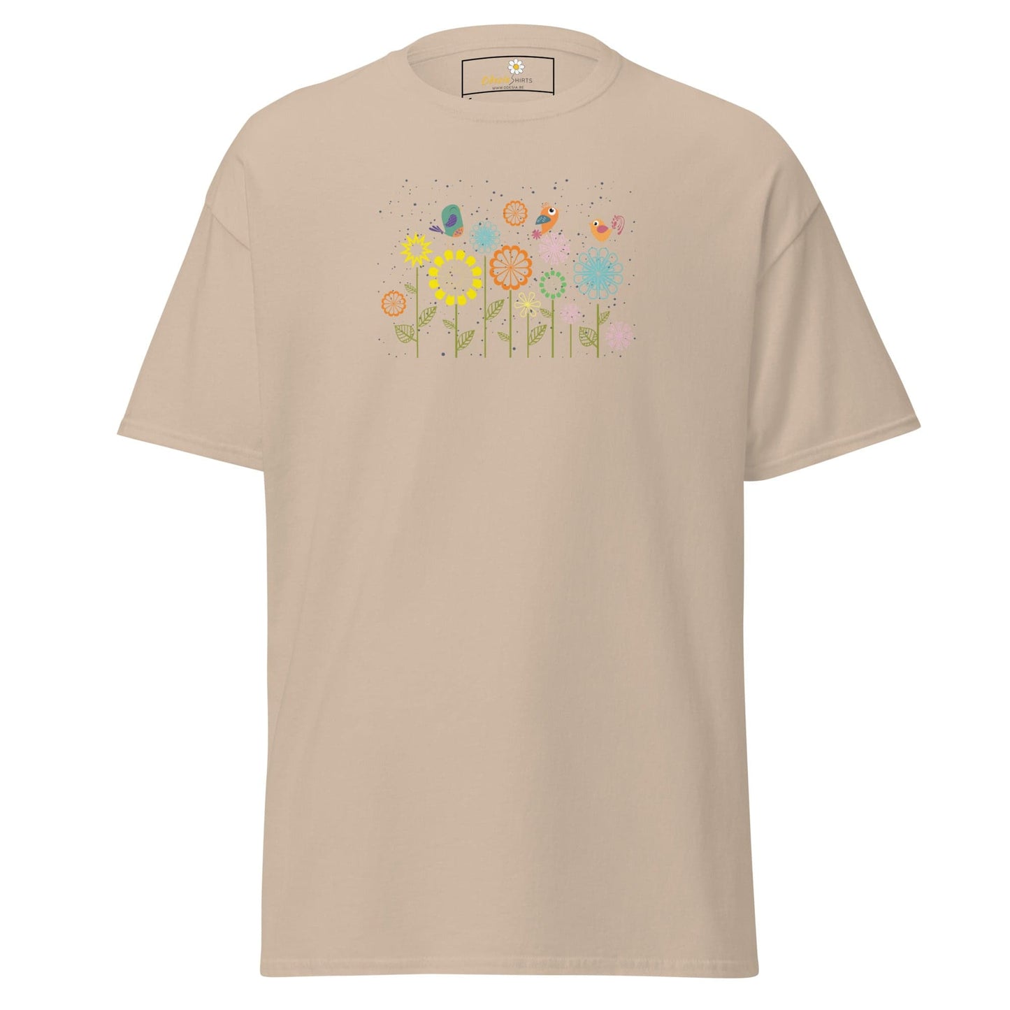 Unisex classic tee - ANIMALS BIRDS ON FLOWERS - REGULAR - Sand / S
