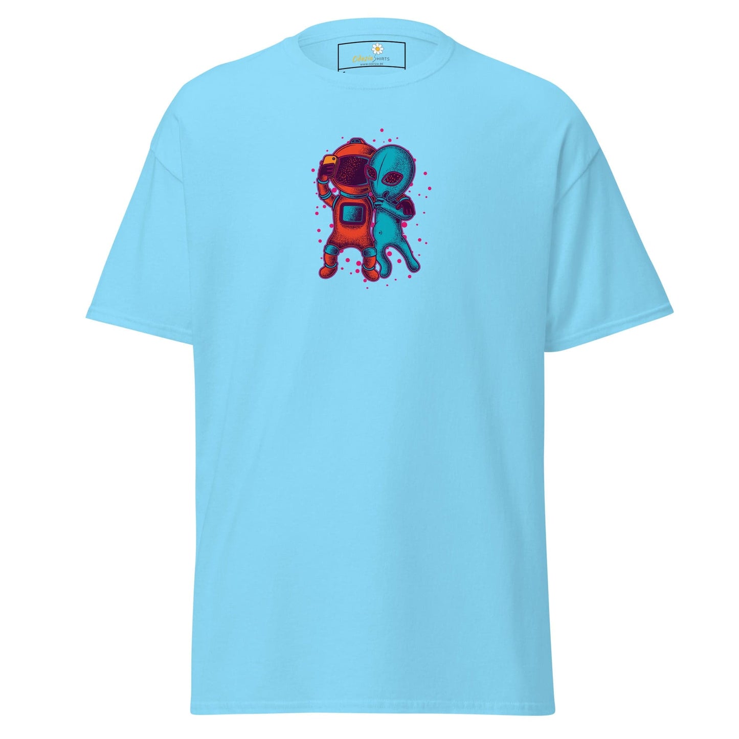 Unisex classic t-shirt - ASTRONAUT ALIEN SELFIE - REGULAR - Sky / S