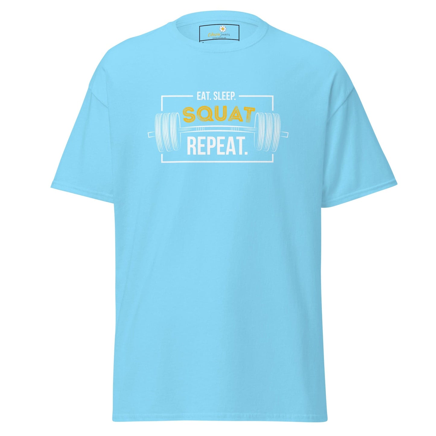 Unisex classic t-shirt - SPORT SQUAT REPEAT - REGULAR - Sky / S