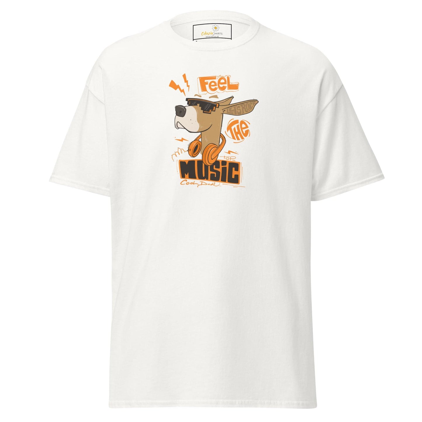 Unisex classic t-shirt - MUSIC FEEL THE MUSIC - REGULAR - White / S