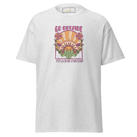 Unisex classic t-shirt - POSITIVE GO OUTSIDE LOOK INSIDE - REGULAR - Ash / S