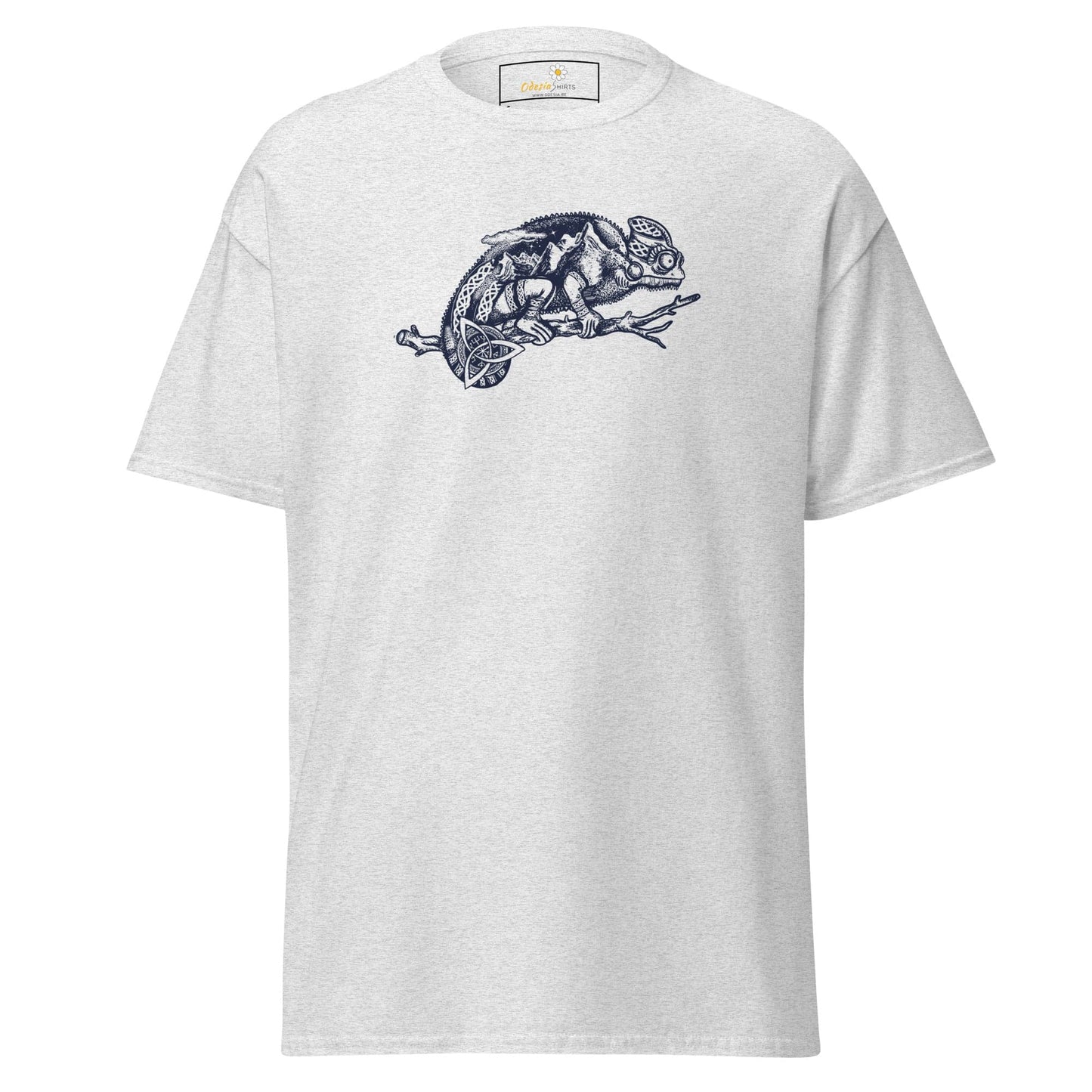 White T-shirt with chameleon graphic from T-SHIRT DESIGN TEE for men and women, S to XL