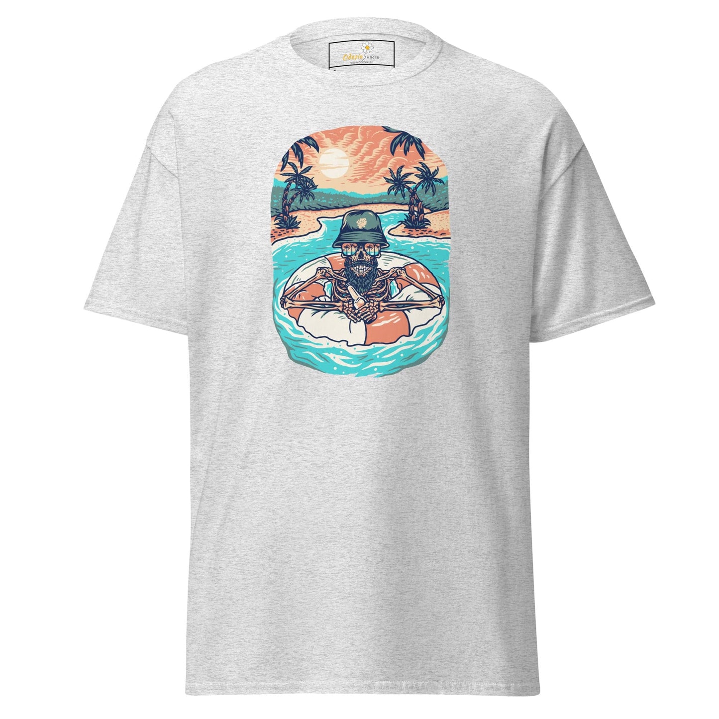 Unisex classic tshirt - SKULL SUMMER POOL - REGULAR - Ash / S