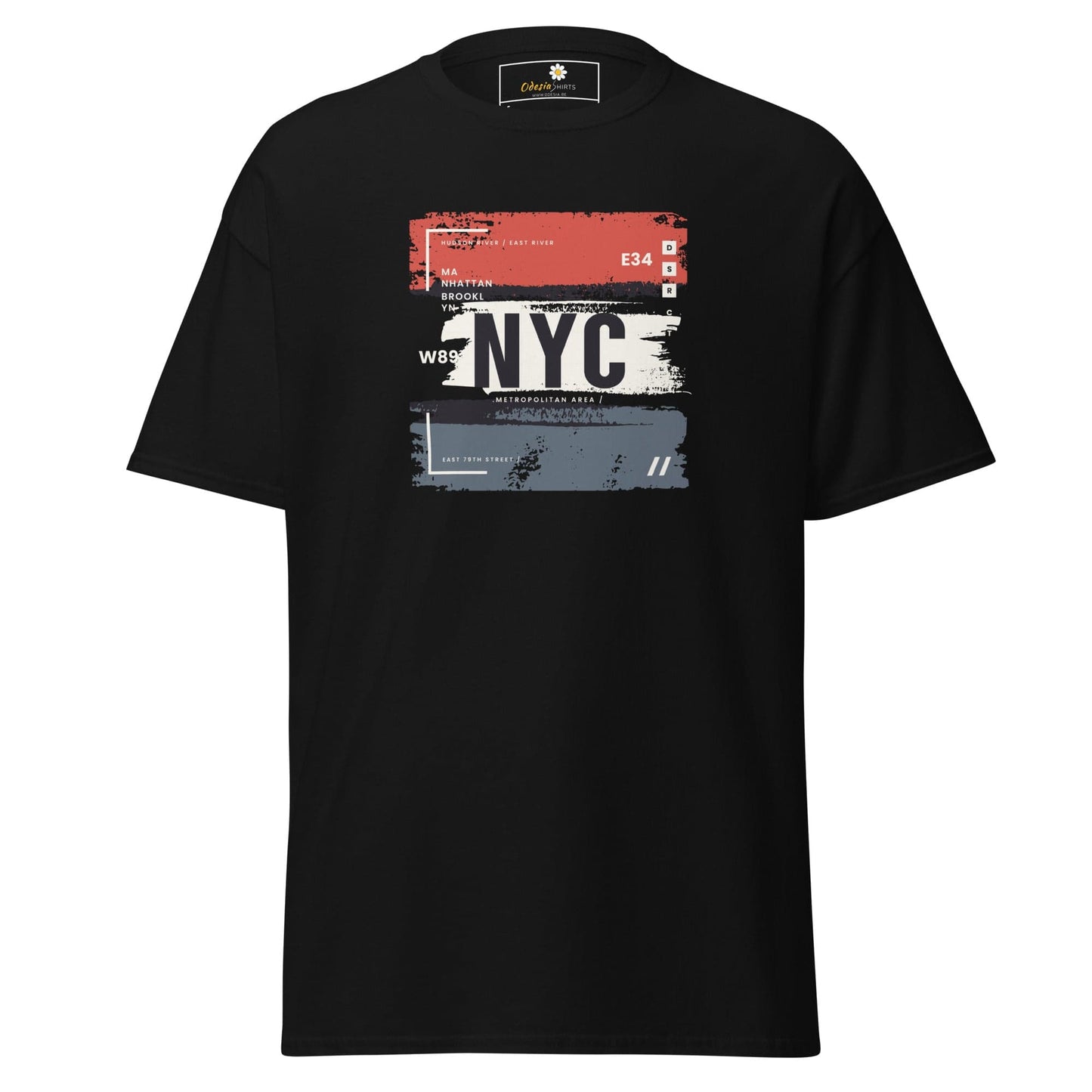 Black graphic T-shirt for men and women available in sizes S to XL