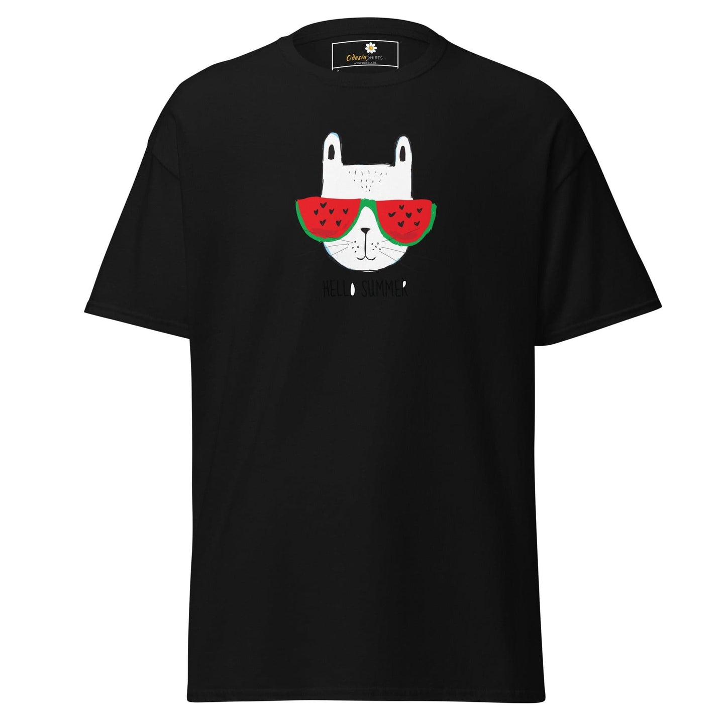 Unisex classic t-shirt - SUMMER HELLO CAT - REGULAR - Black / S