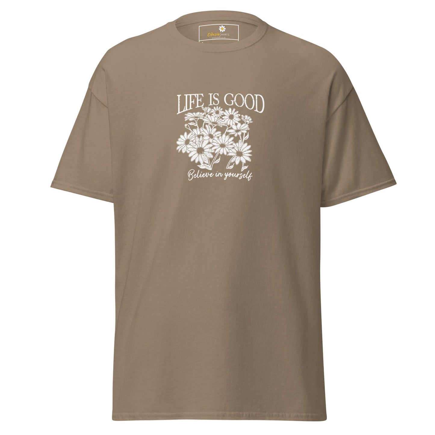Unisex classic t-shirt - POSITIVE LIFE IS GOOD - REGULAR - Brown Savana / S