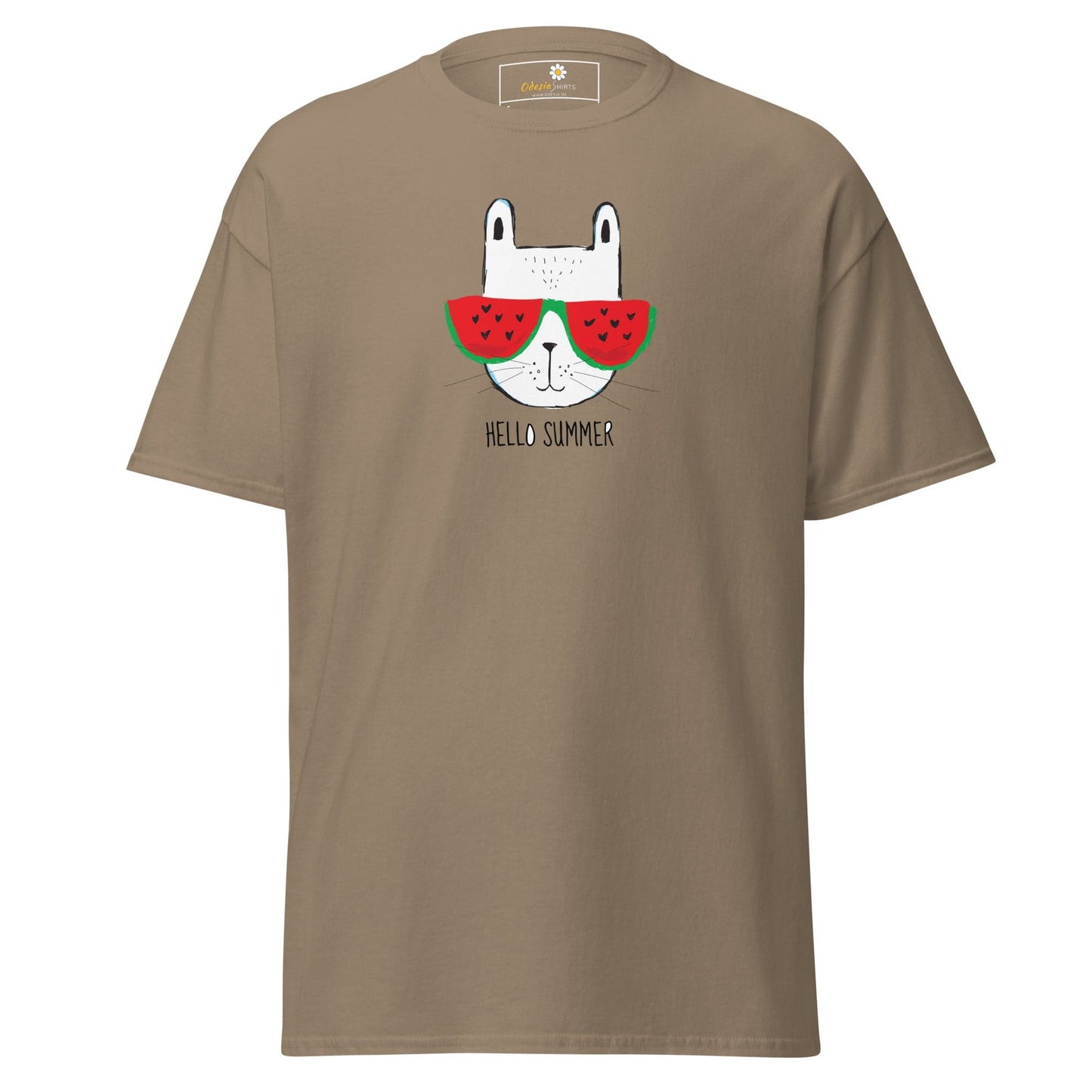 Unisex classic t-shirt - SUMMER HELLO CAT - REGULAR - Brown Savana / S