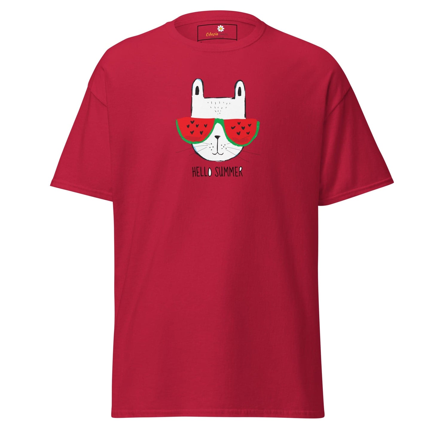 Unisex classic t-shirt - SUMMER HELLO CAT - REGULAR - Cardinal / S