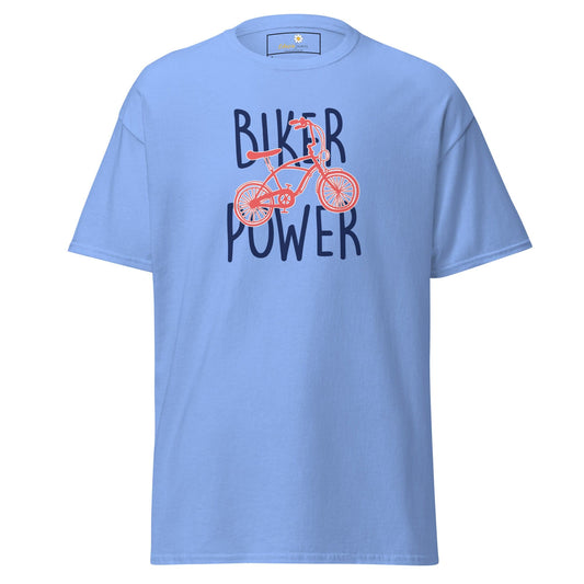 Light blue T-shirt with bicycle graphic from T-SHIRT DESIGN TEE for Men and Women