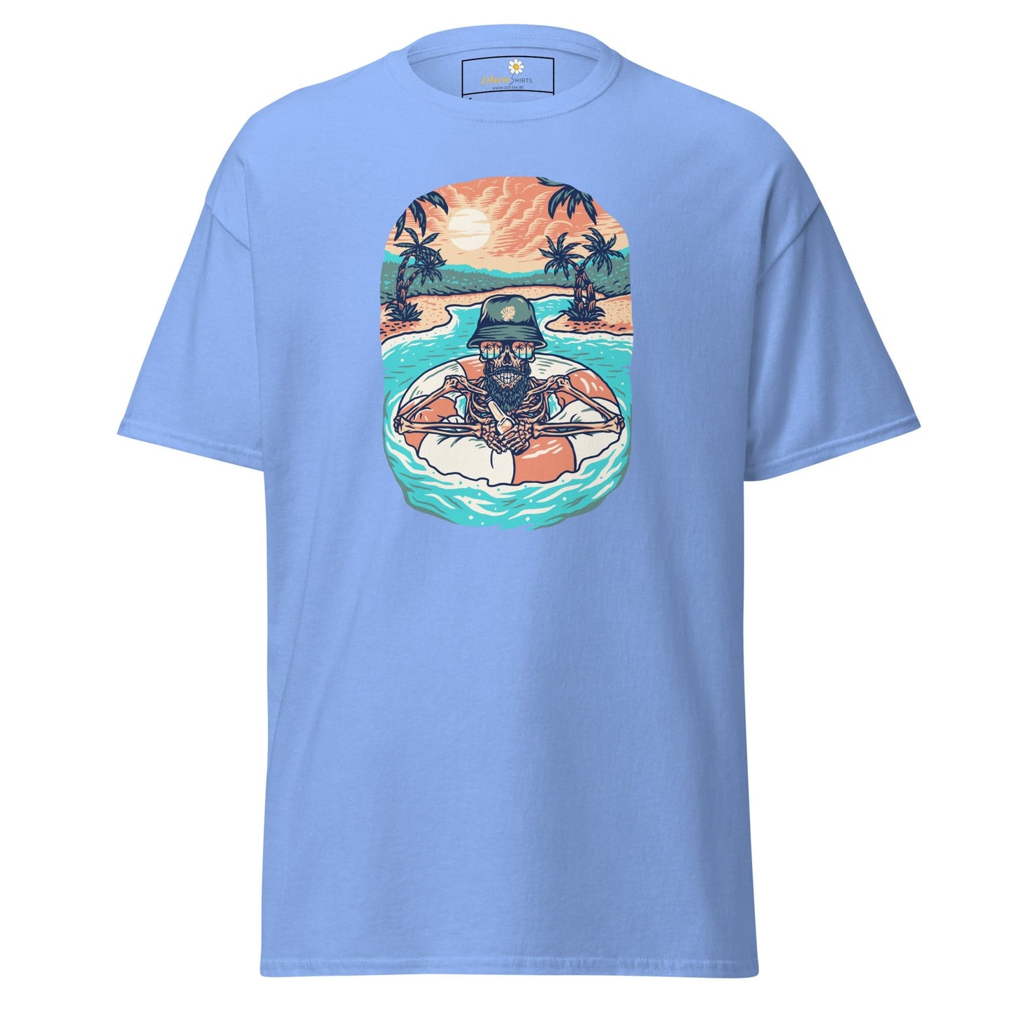 Unisex classic tshirt - SKULL SUMMER POOL - REGULAR - Carolina Blue / S