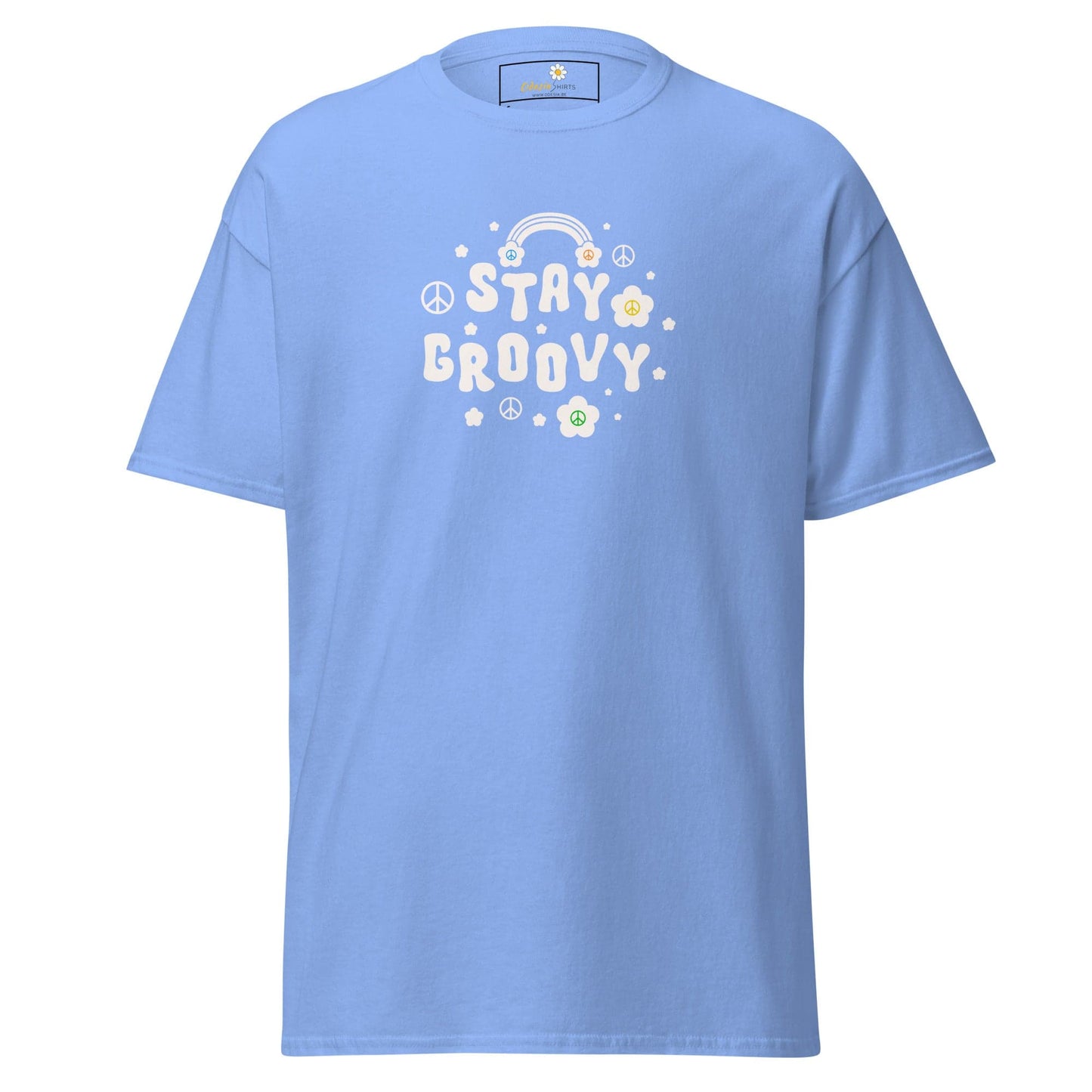 Unisex classic t-shirt - POSITIVE STAY GROOVY FLOWERS - REGULAR - Carolina Blue / S