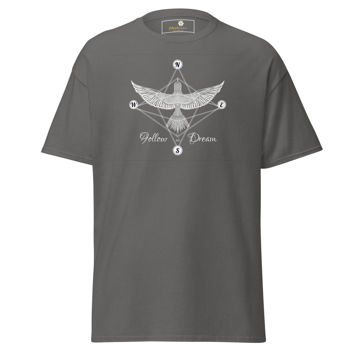 Gray T-Shirt with Bird Design, available in S to XL for Men and Women