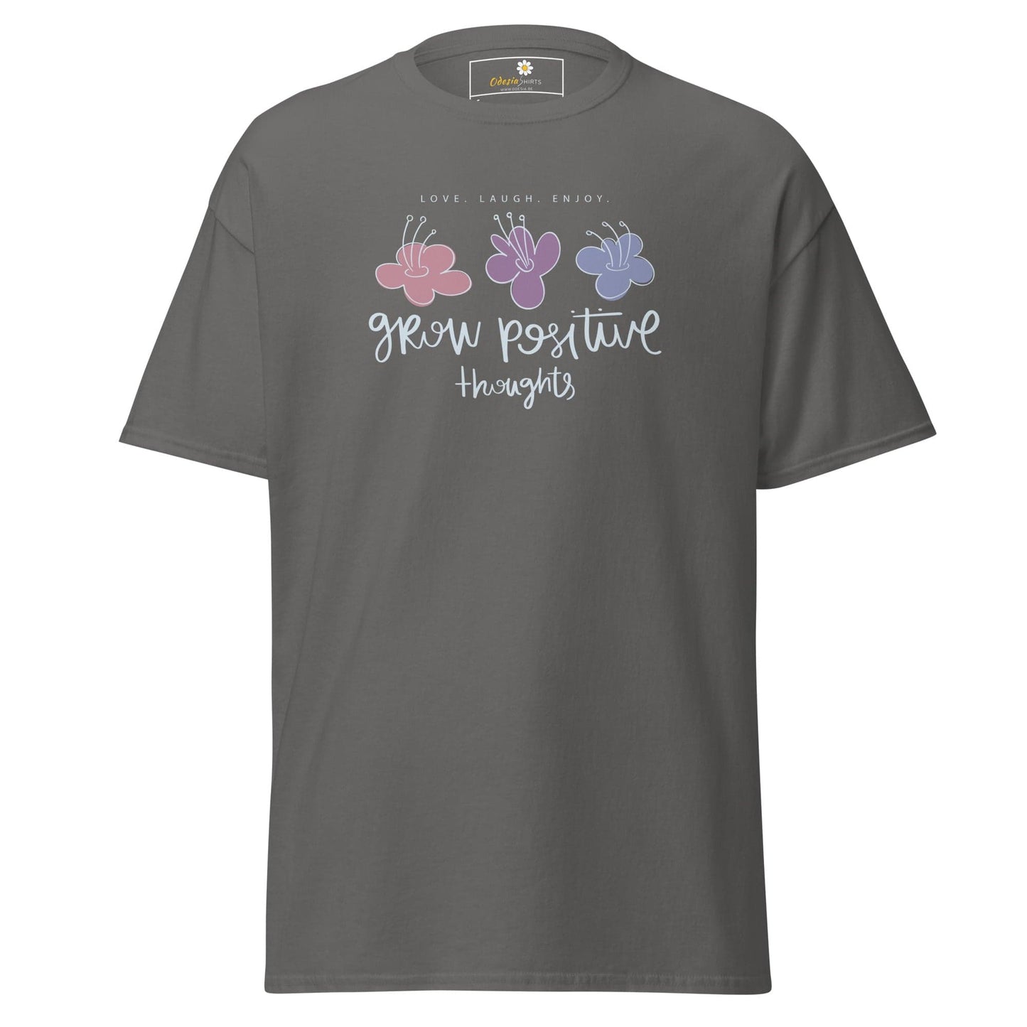 Unisex classic t-shirt - POSITIVE GROW THOUGHTS - REGULAR - Charcoal / S