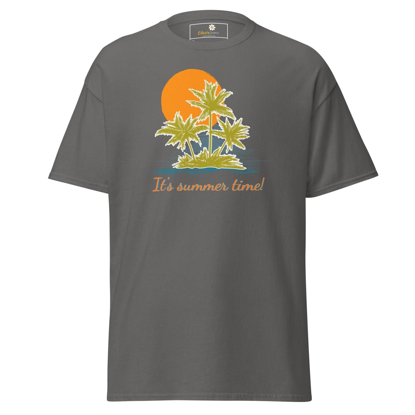 Unisex classic t-shirt - SUMMER TROPICAL TREES - REGULAR - Charcoal / S