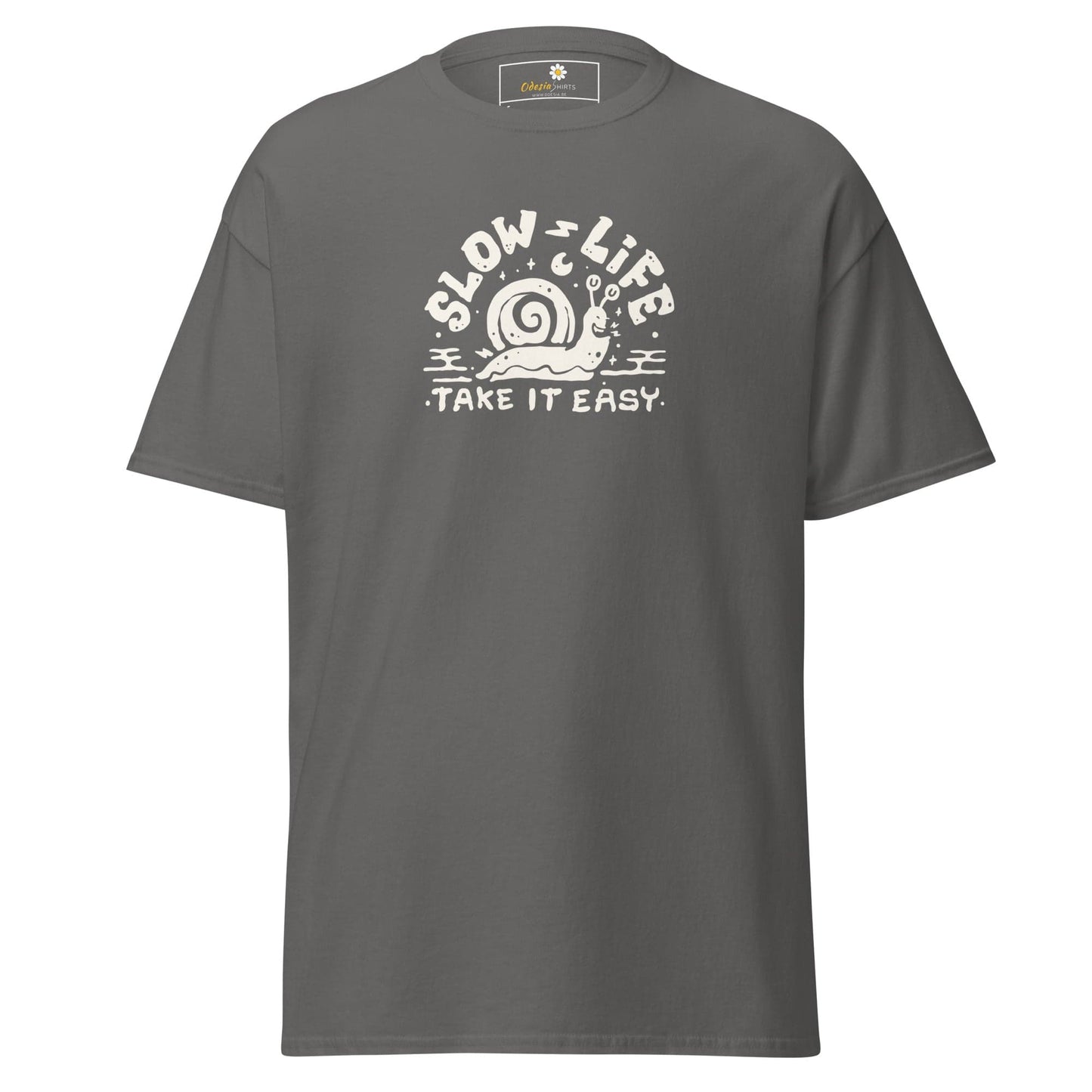 Unisex classic t-shirt - FUN SLOW LIFE EASY - REGULAR - Charcoal / S