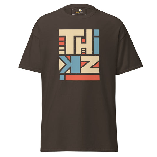Brown T-shirt with colorful graphic design for Men and Women, sizes S to XL