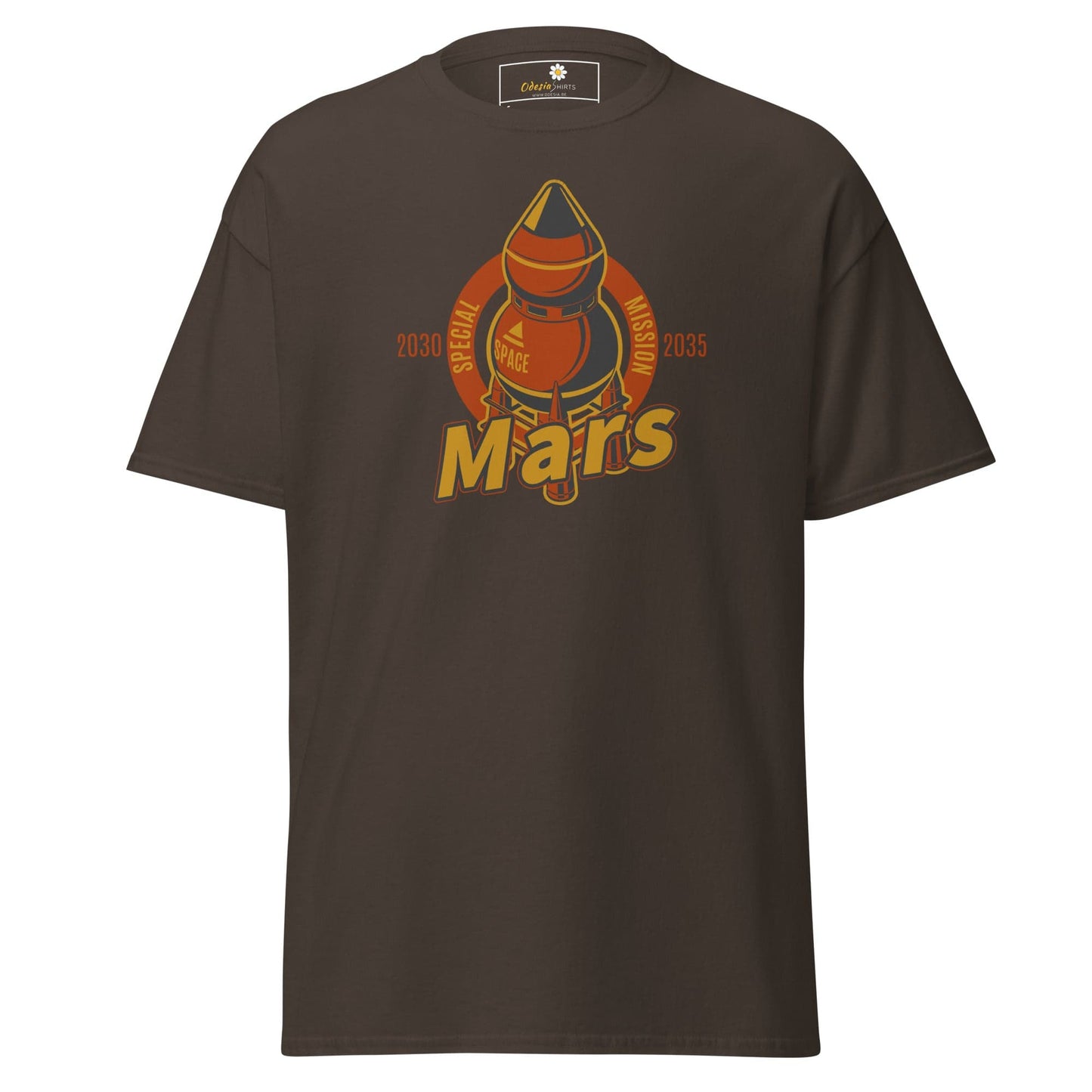 Unisex classic t-shirt - SPACE MARS TRAVEL - REGULAR - Dark Chocolate / S
