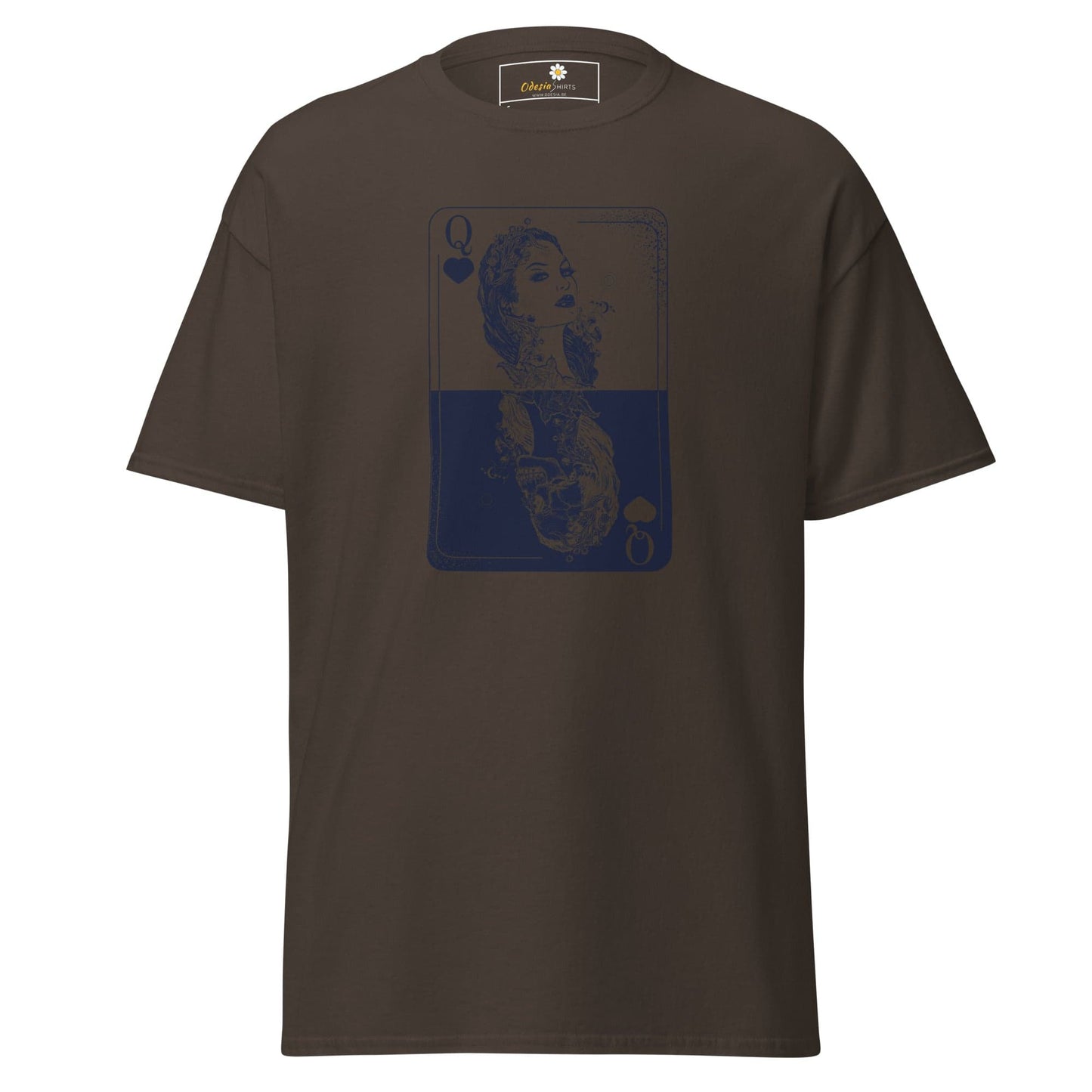 Brown T-shirt with card graphic for men and women in sizes S to XL