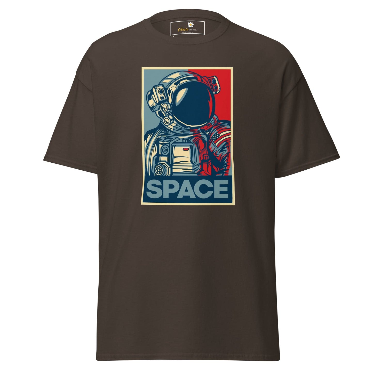 Brown T-shirt with astronaut graphic from T-SHIRT DESIGN TEE for Men and Women